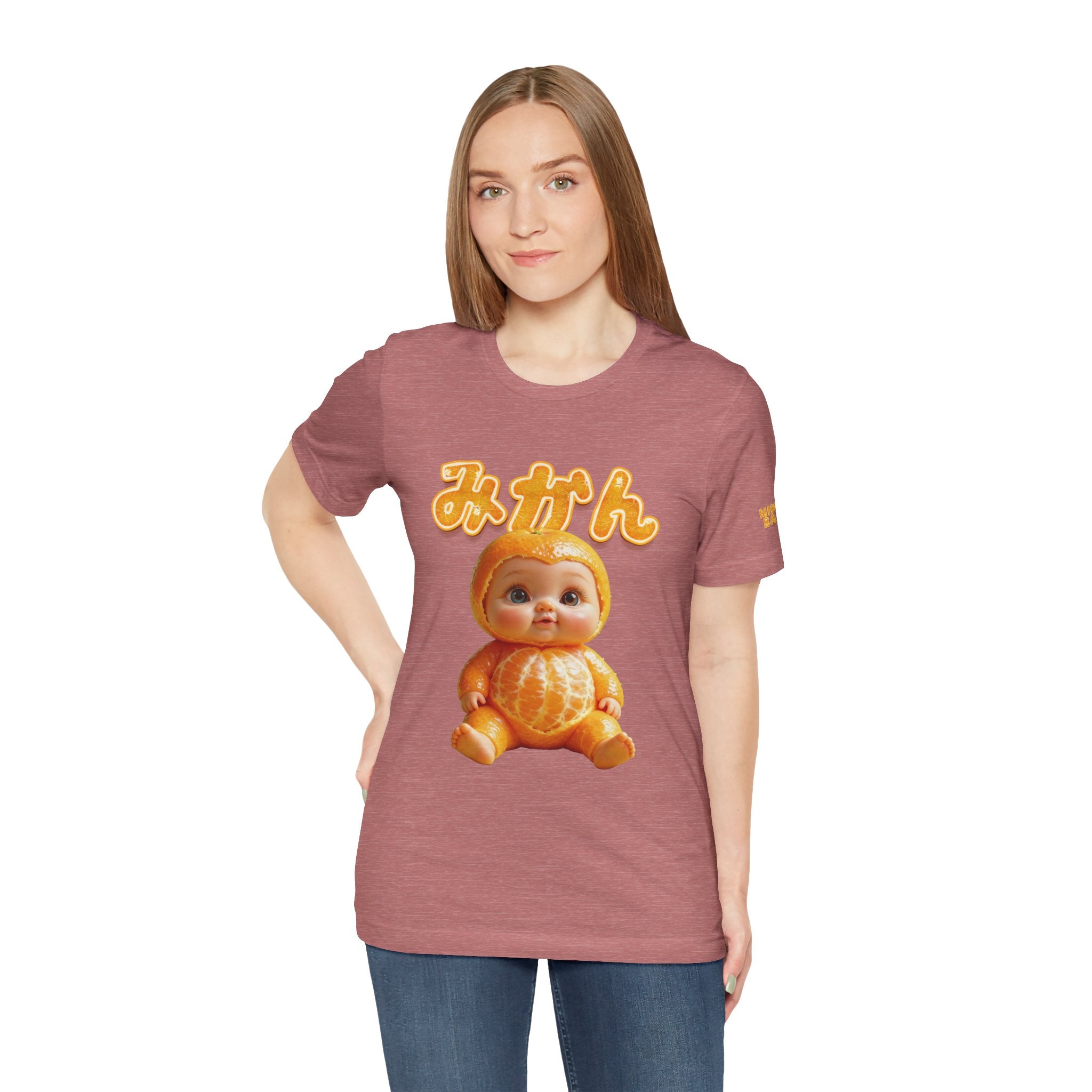 Graphic T Shirt with Cute Mikan Baby Mandarin Orange Illustration Unisex Jersey Short Sleeve Tee