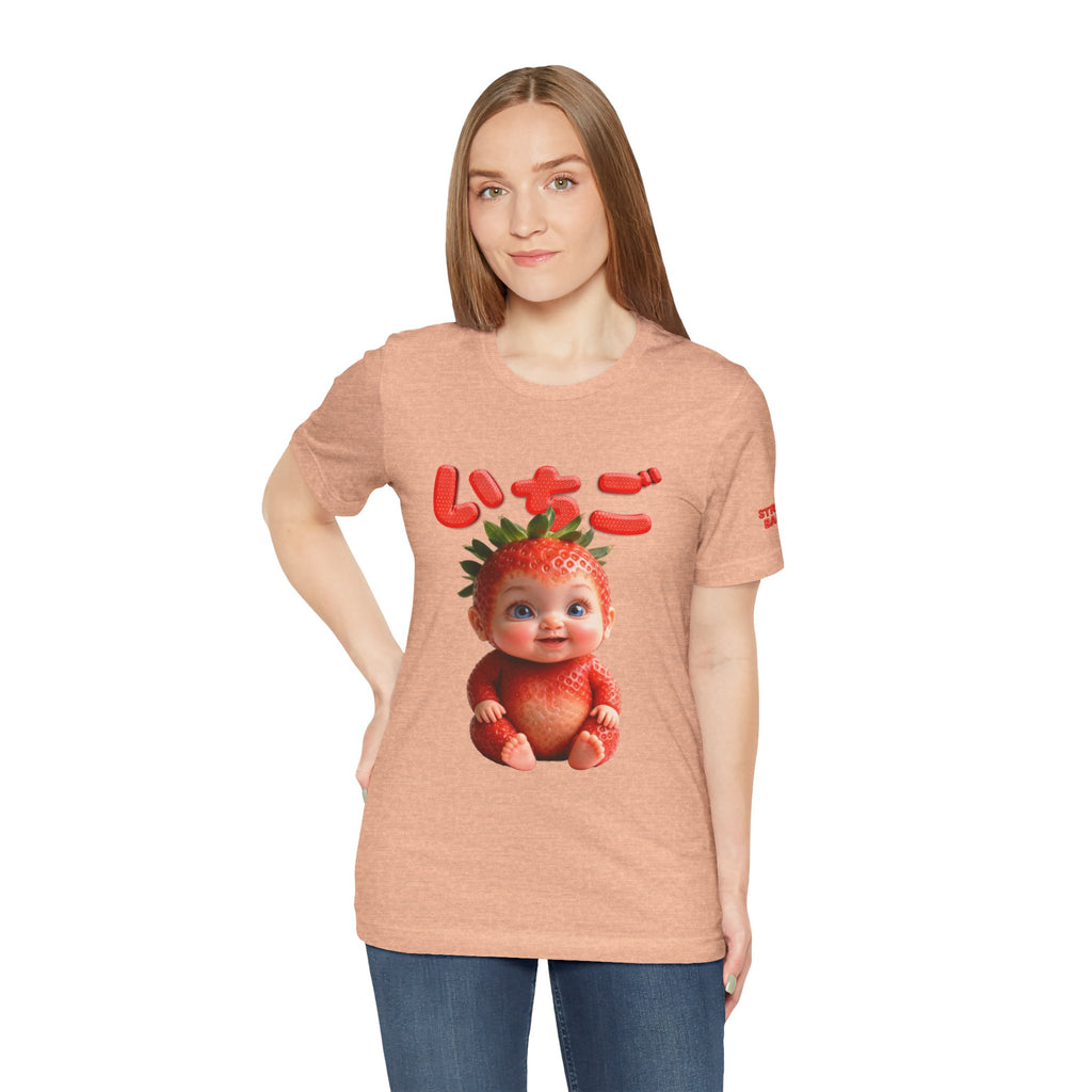 Strawberry Baby Kawaii Japanese T-Shirt, Cute Fruit Character Tee, Pink Aesthetic Shirt, Soft Cotton Unisex Top