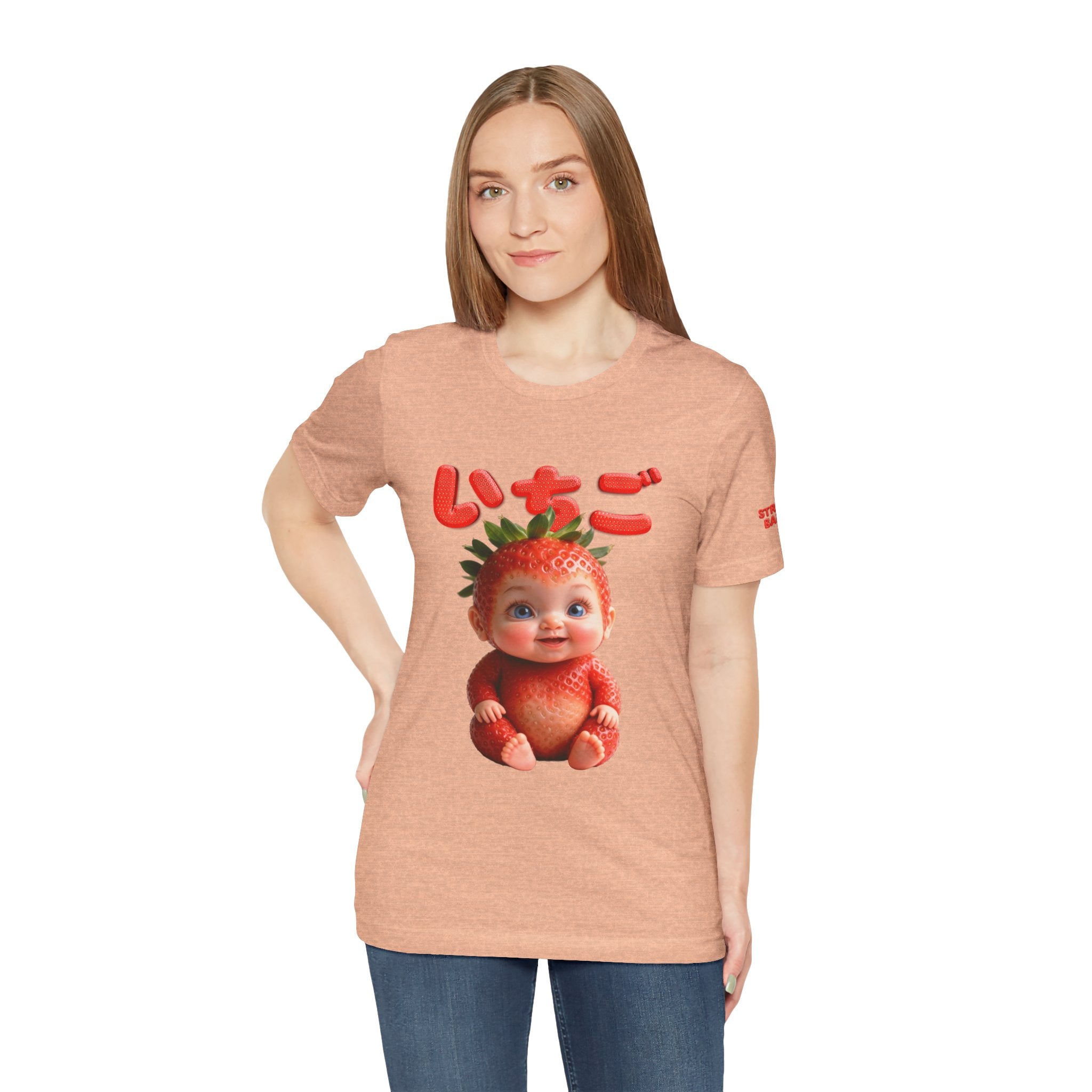 Strawberry Baby Kawaii Japanese T-Shirt, Cute Fruit Character Tee, Pink Aesthetic Shirt, Soft Cotton Unisex Top