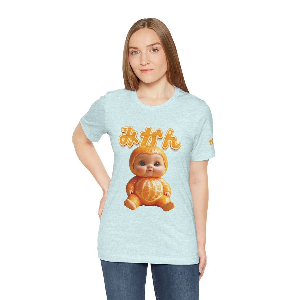 Graphic T Shirt with Cute Mikan Baby Mandarin Orange Illustration Unisex Jersey Short Sleeve Tee