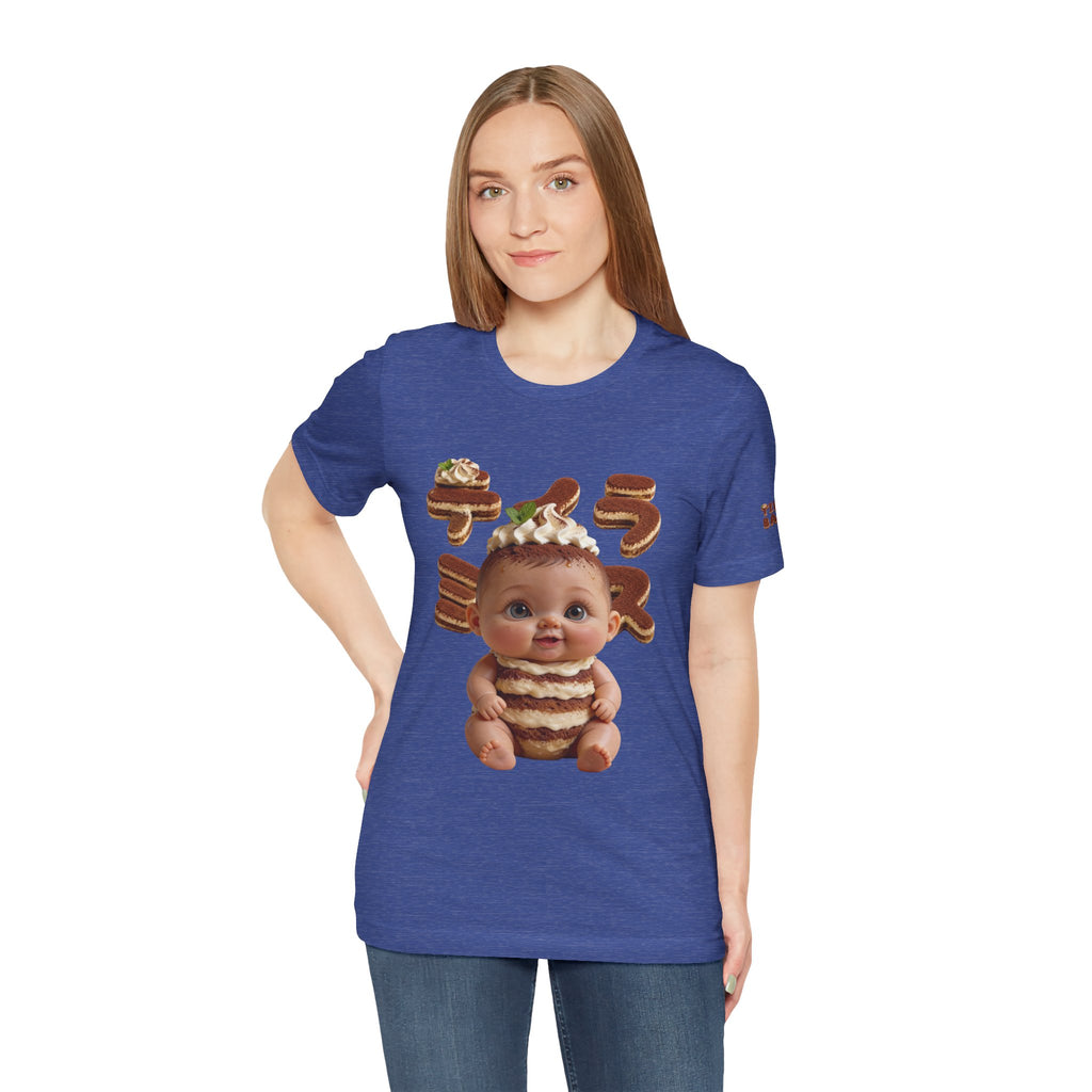 TiraBaby Graphic T Shirt Cute Tiramisu Dessert Character Japanese Text | Unisex Jersey Short Sleeve Tee