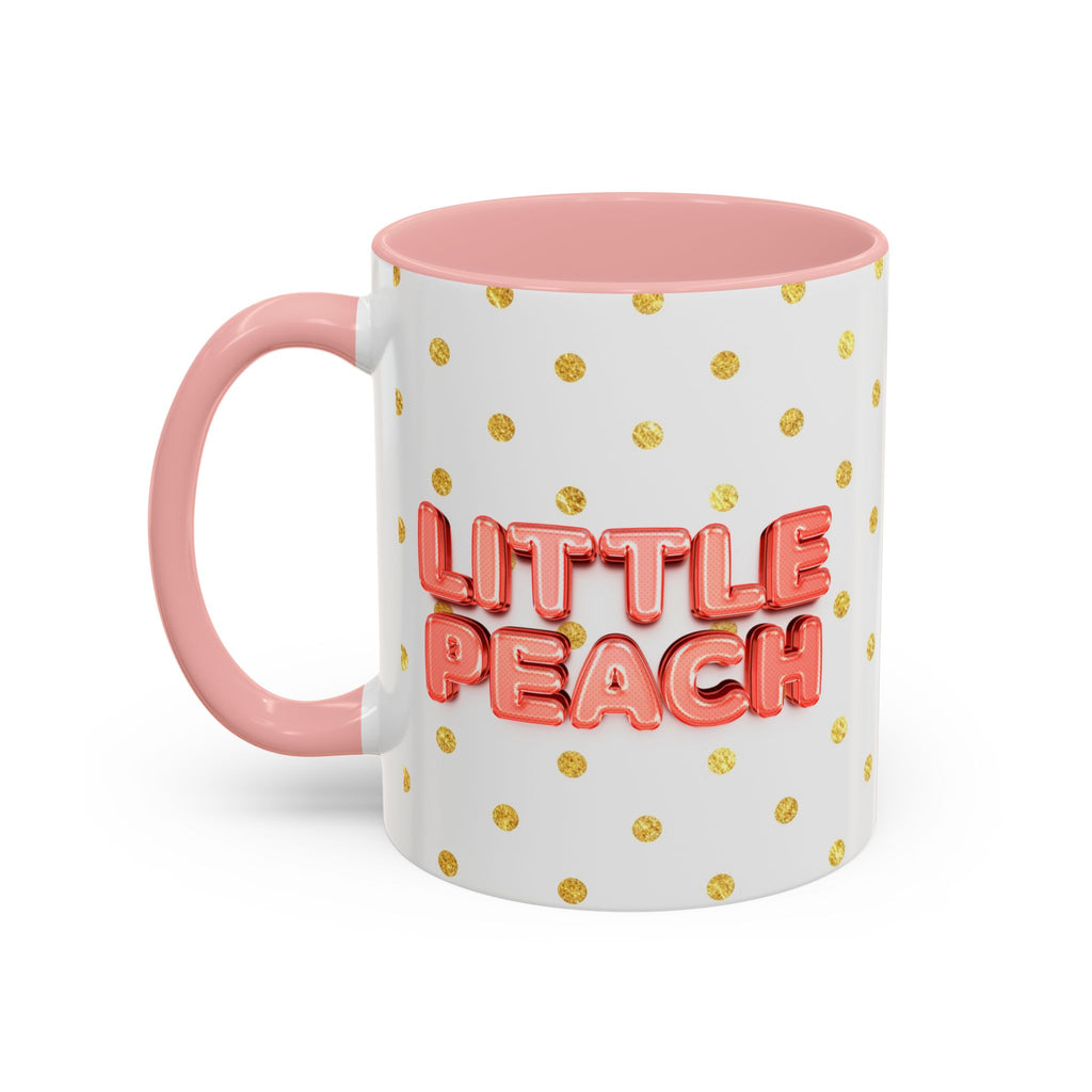 Peach Baby Ceramic Mug Pink Handle Cute Illustration Cup Accent Coffee Mug (11, 15oz)