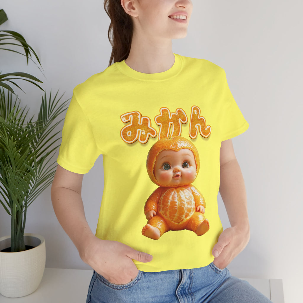Graphic T Shirt with Cute Mikan Baby Mandarin Orange Illustration Unisex Jersey Short Sleeve Tee