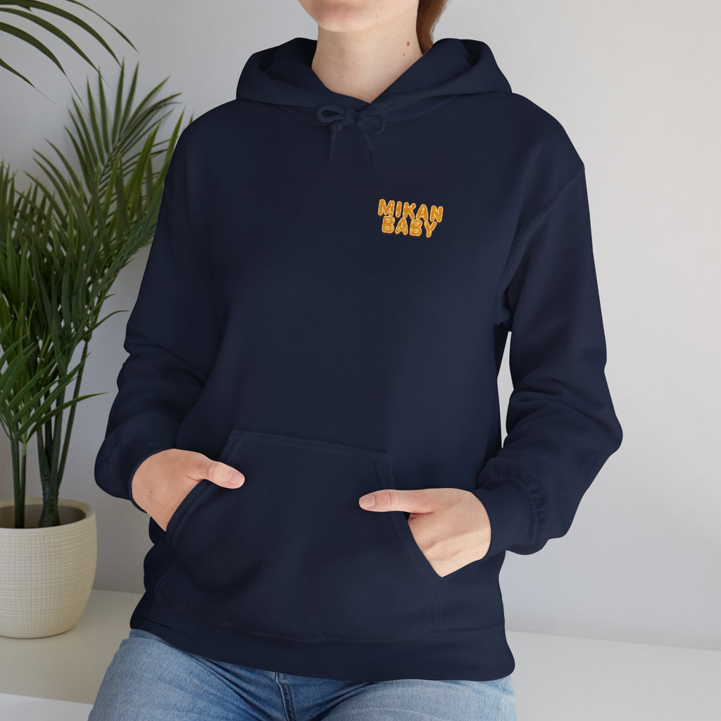 Unisex Hoodie Mikan Baby Cute Orange Character Graphic Sweatshirt Back Print | Unisex Heavy Blend™ Hooded Sweatshirt