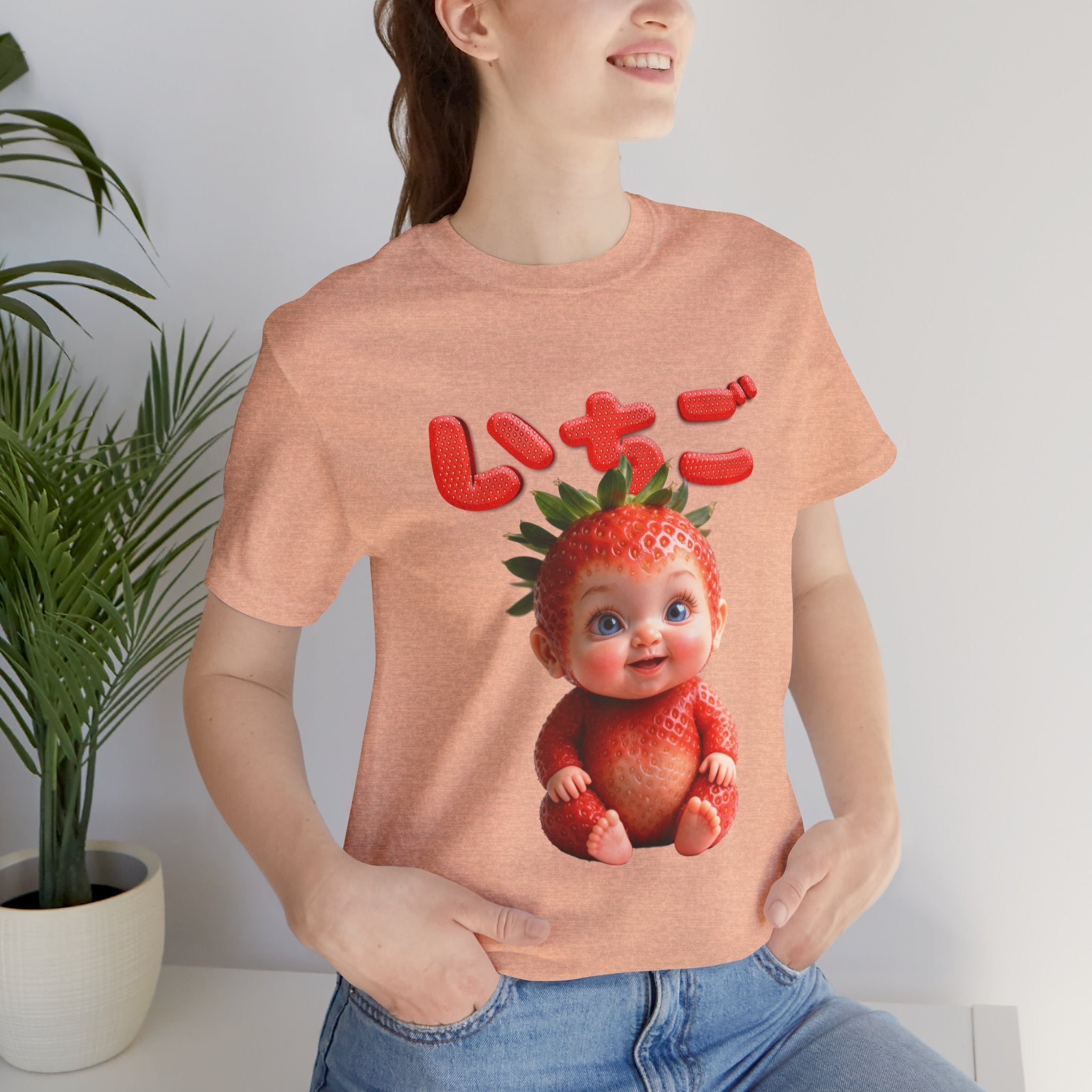 Strawberry Baby Kawaii Japanese T-Shirt, Cute Fruit Character Tee, Pink Aesthetic Shirt, Soft Cotton Unisex Top