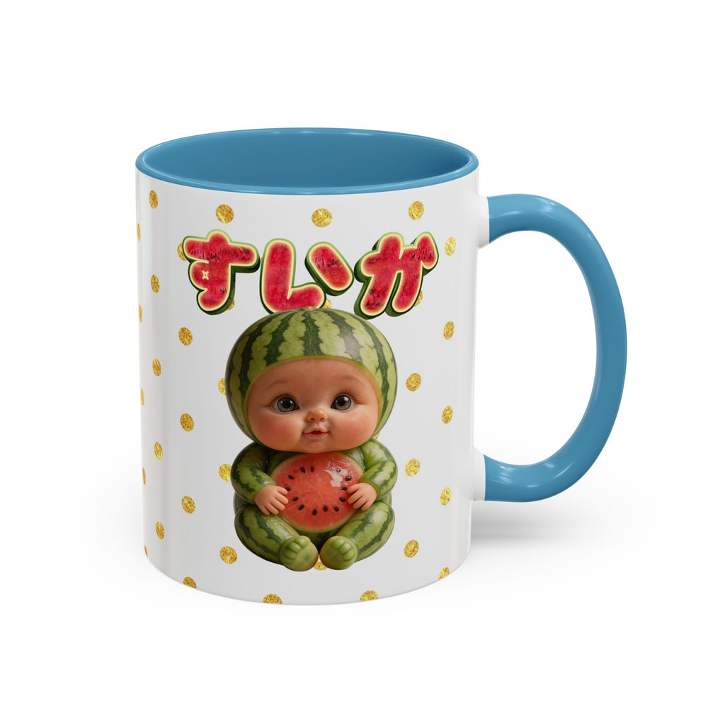 Watermelon Baby Mug Cute Japanese Kawaii Character Coffee Cup | Accent Coffee Mug (11, 15oz)
