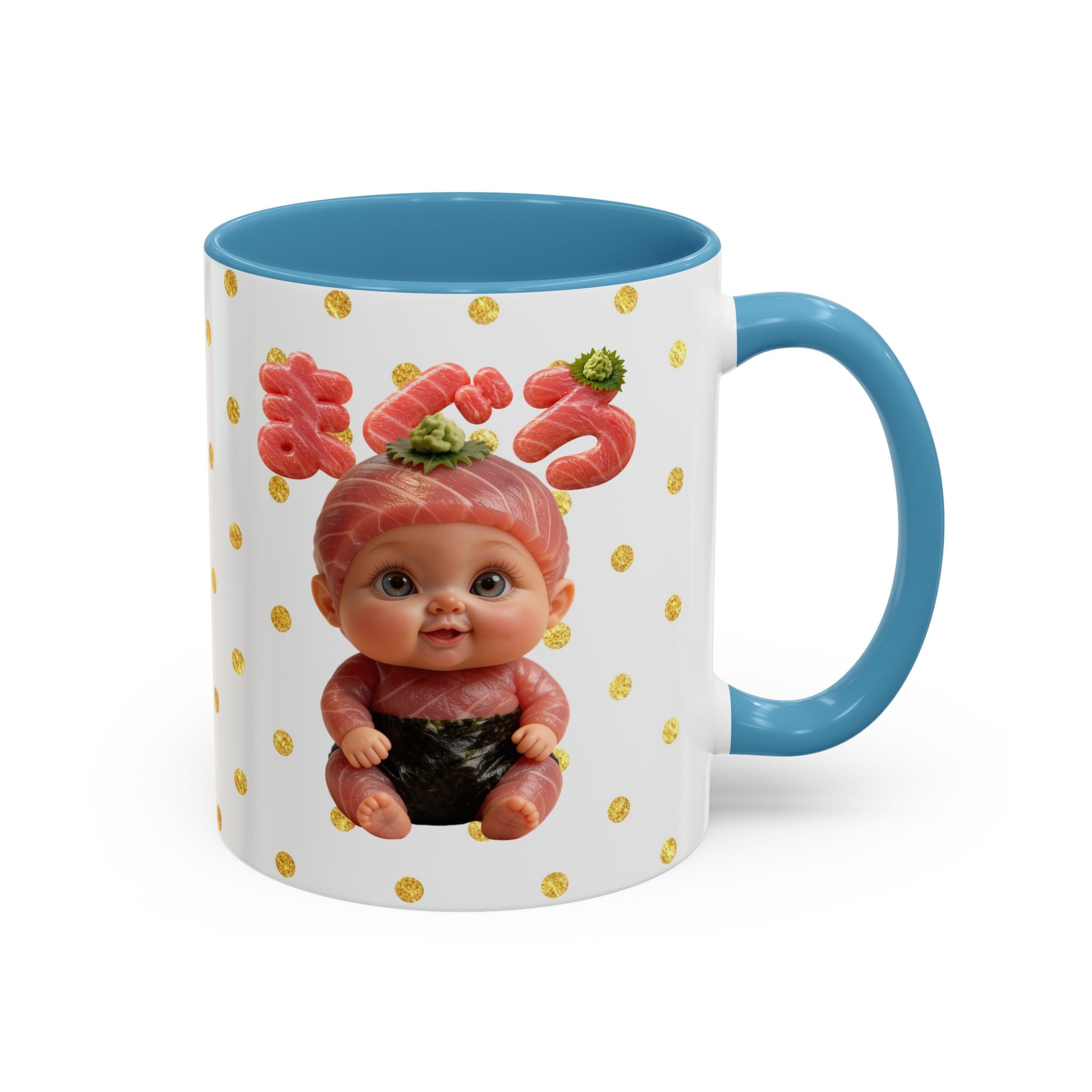 Tuna Baby Mug Maguro Sushi Character Japanese Text | Accent Coffee Mug (11, 15oz)