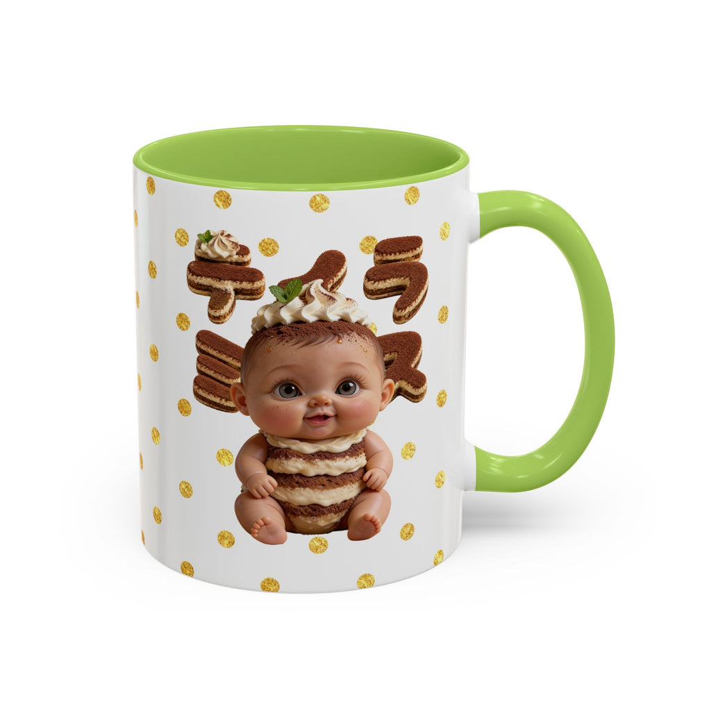 TiraBaby Red Accent Mug Tiramisu Dessert Character Japanese Text | Accent Coffee Mug (11, 15oz)