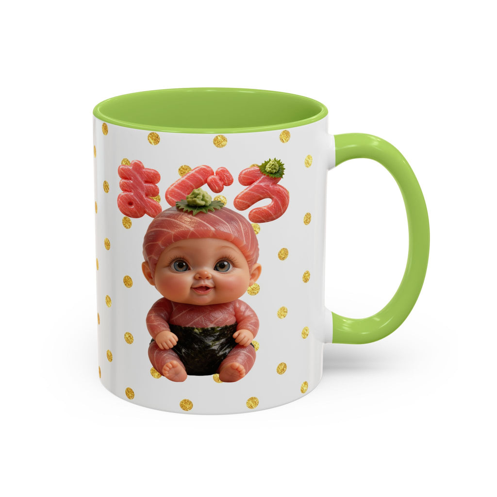 Tuna Baby Mug Maguro Sushi Character Japanese Text | Accent Coffee Mug (11, 15oz)