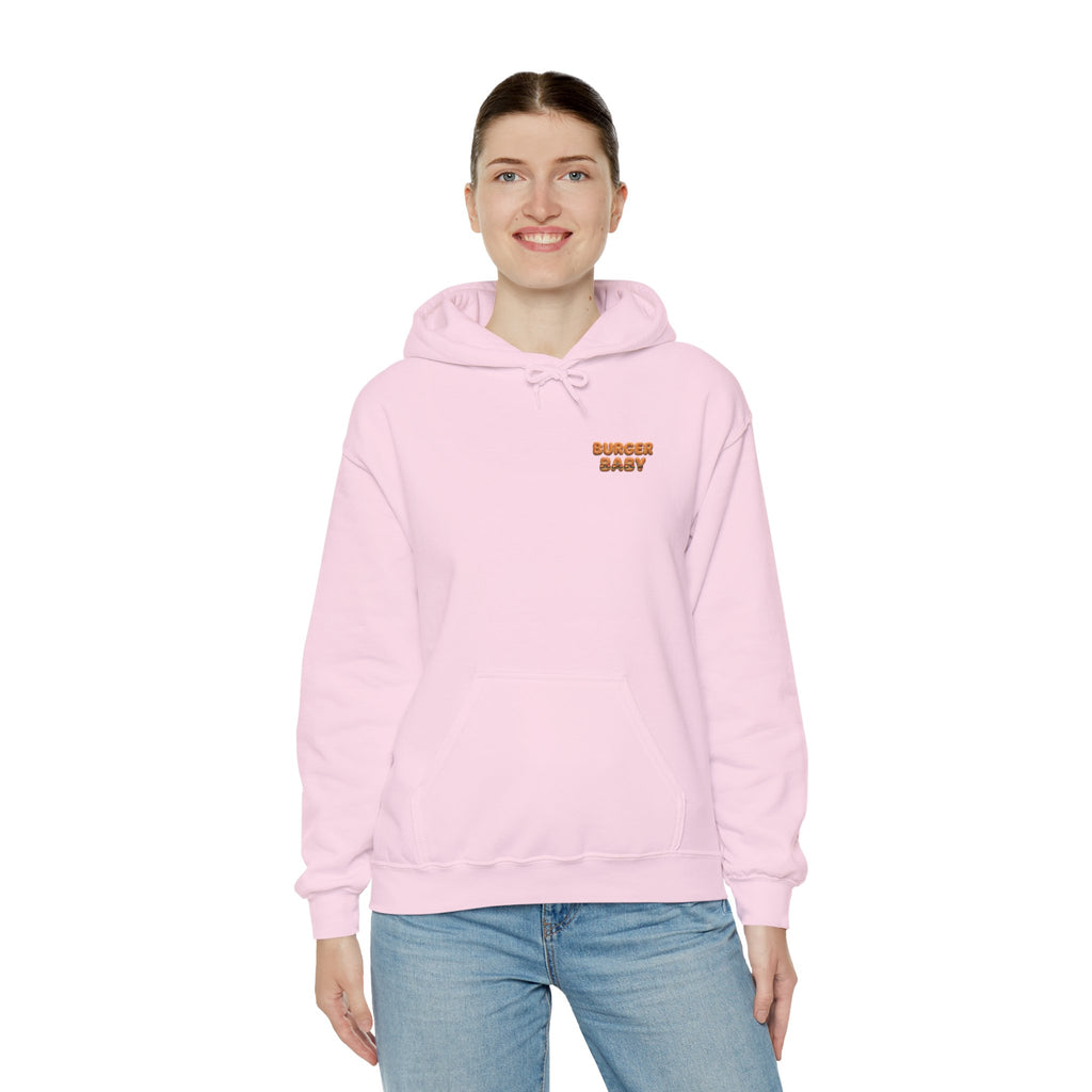 Burger Baby Hoodie Cute Food Character Back Print (YouTube Store Edition) | Unisex Heavy Blend™ Hooded Sweatshirt