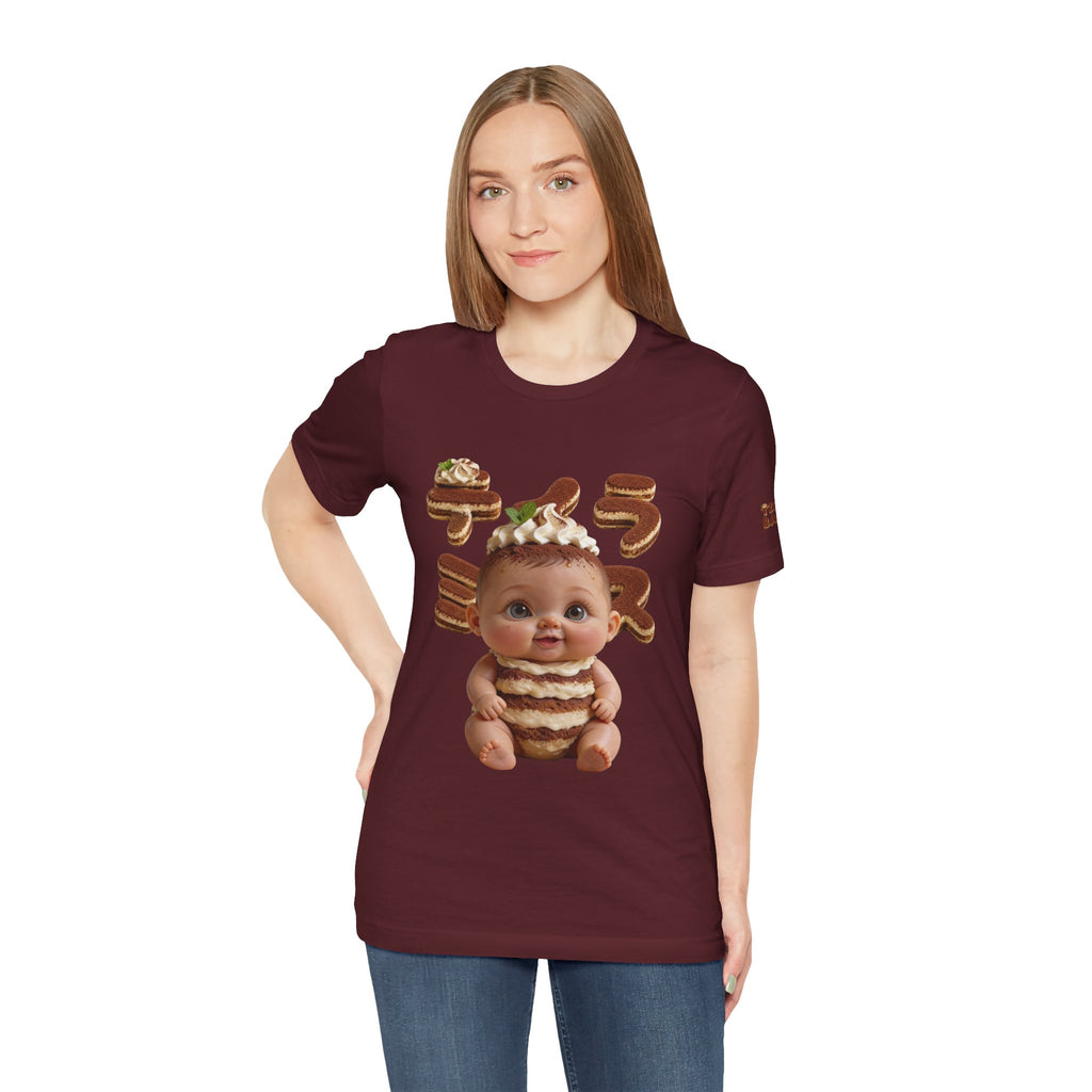 TiraBaby Graphic T Shirt Cute Tiramisu Dessert Character Japanese Text | Unisex Jersey Short Sleeve Tee