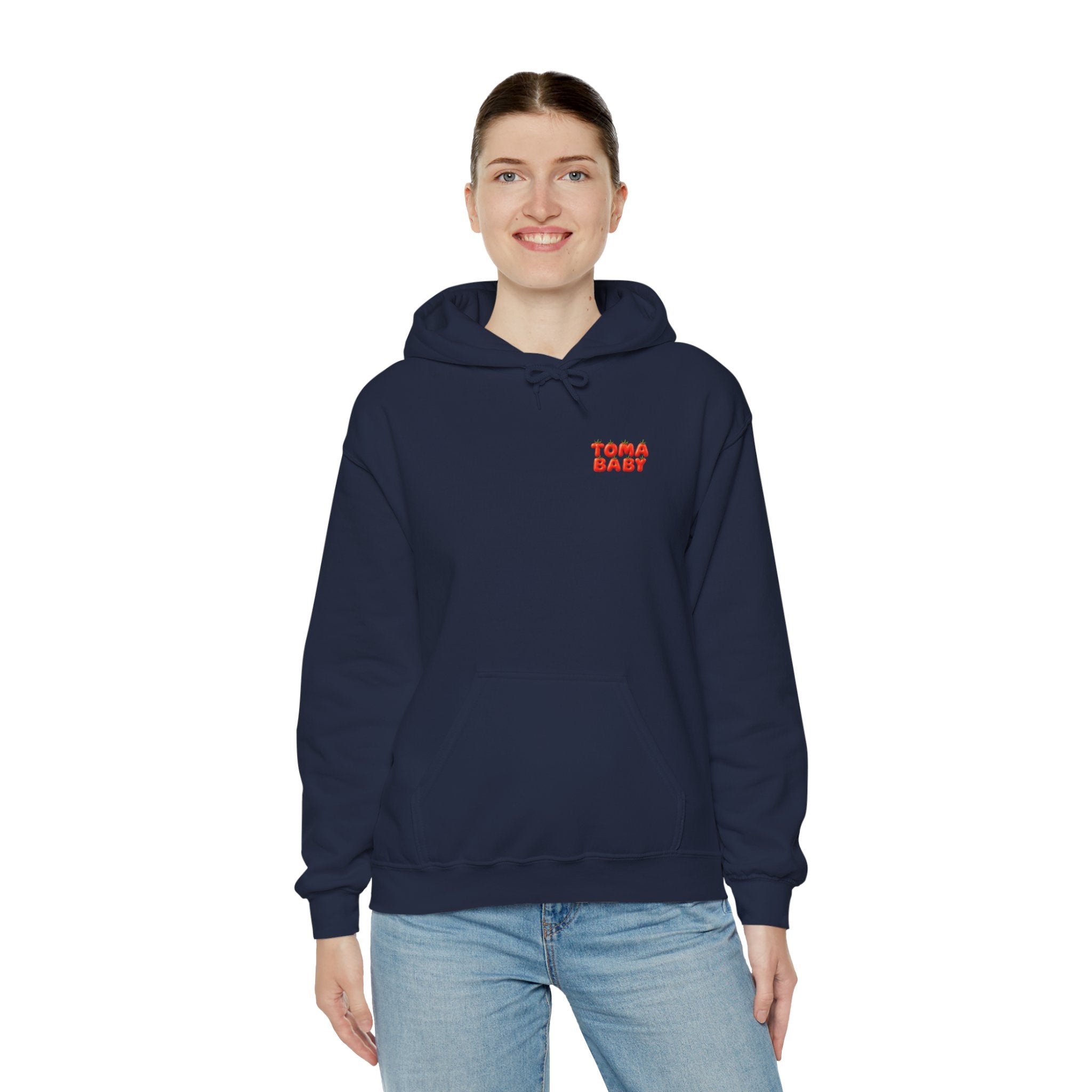 Tomato Baby Hoodie Cute Food Character Back Print | Unisex Heavy Blend™ Hooded Sweatshirt