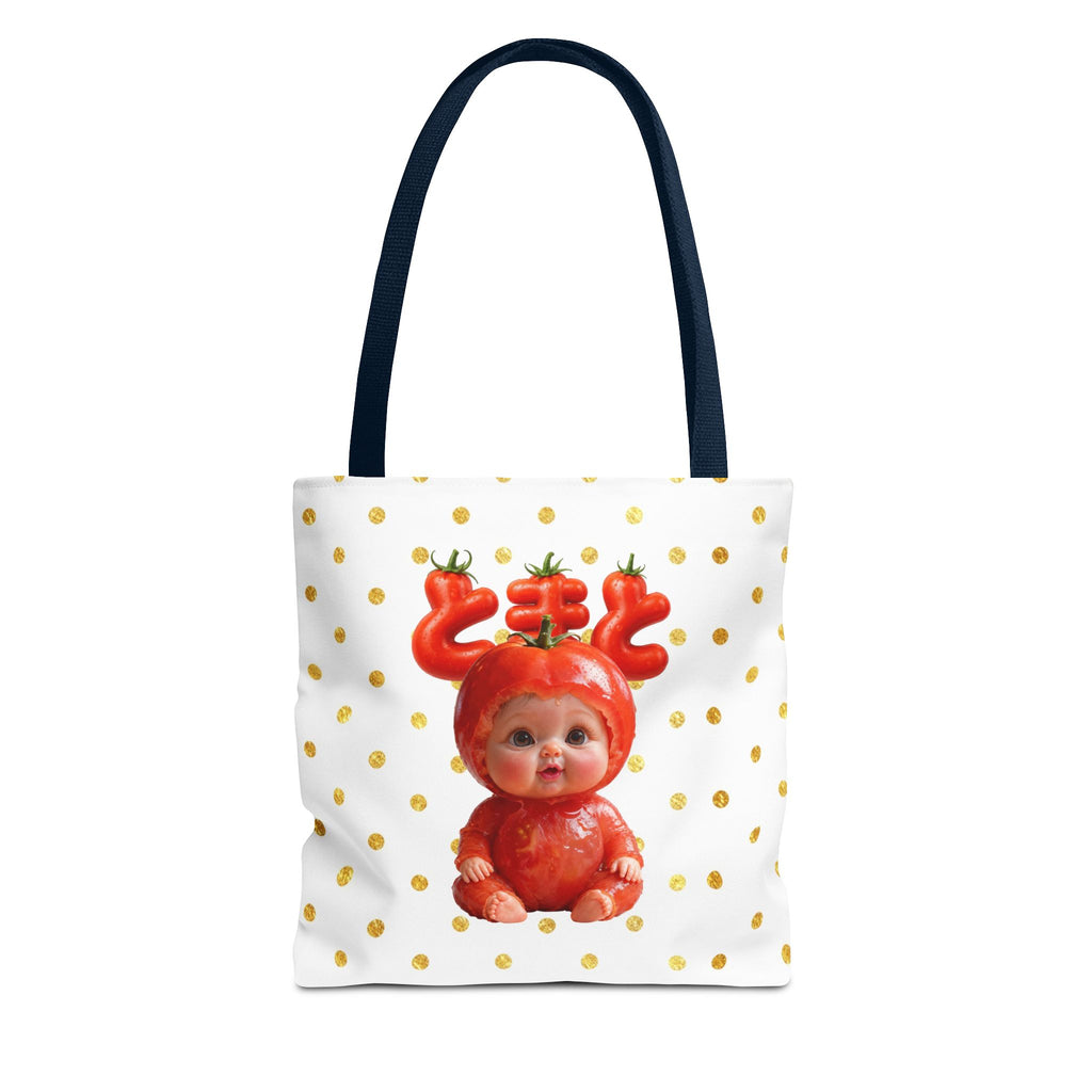 Tomato Baby Tote Bag Cute Food Character Gold Dot Bag | Tote Bag (AOP)