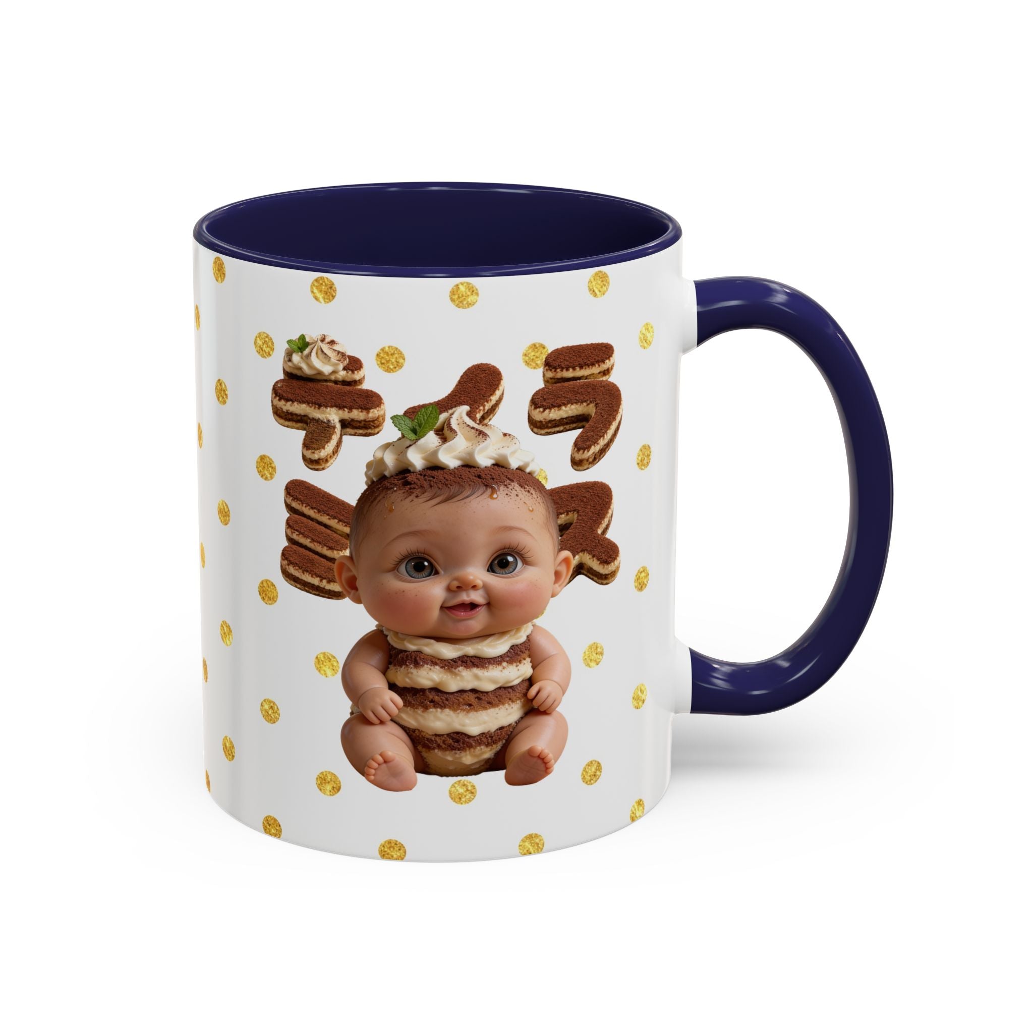 TiraBaby Red Accent Mug Tiramisu Dessert Character Japanese Text | Accent Coffee Mug (11, 15oz)