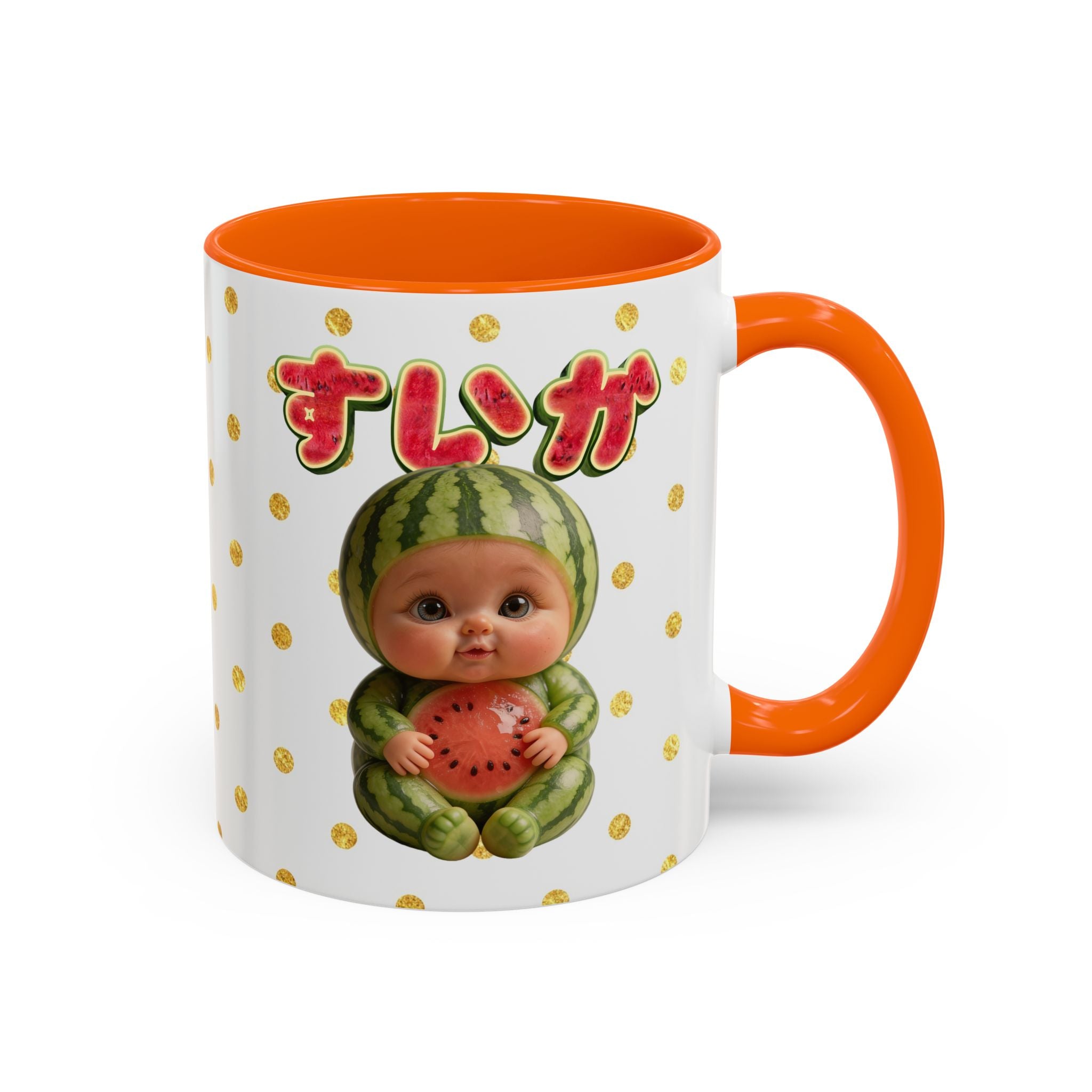 Watermelon Baby Mug Cute Japanese Kawaii Character Coffee Cup | Accent Coffee Mug (11oz)(YouTube Shopping Edition)