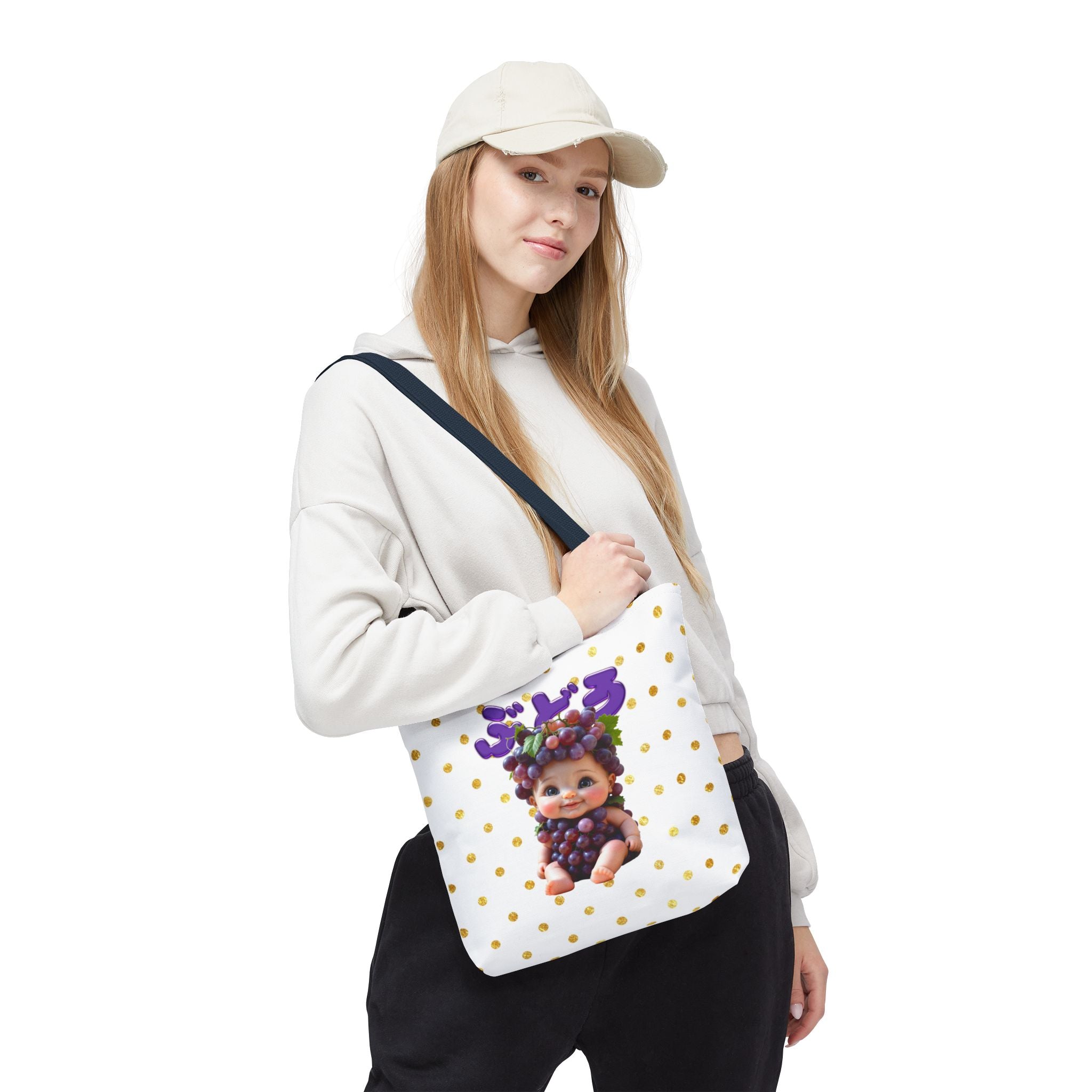Canvas Tote Bag with Cute Grape Baby Illustration Japanese Baby Series Tote Bag (AOP)
