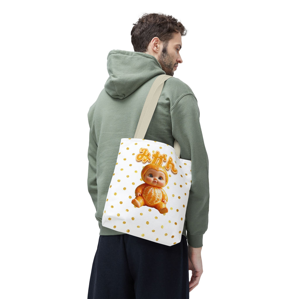 Mikan Baby Kawaii Tote Bag Orange Baby Illustration Tote Bag (AOP)