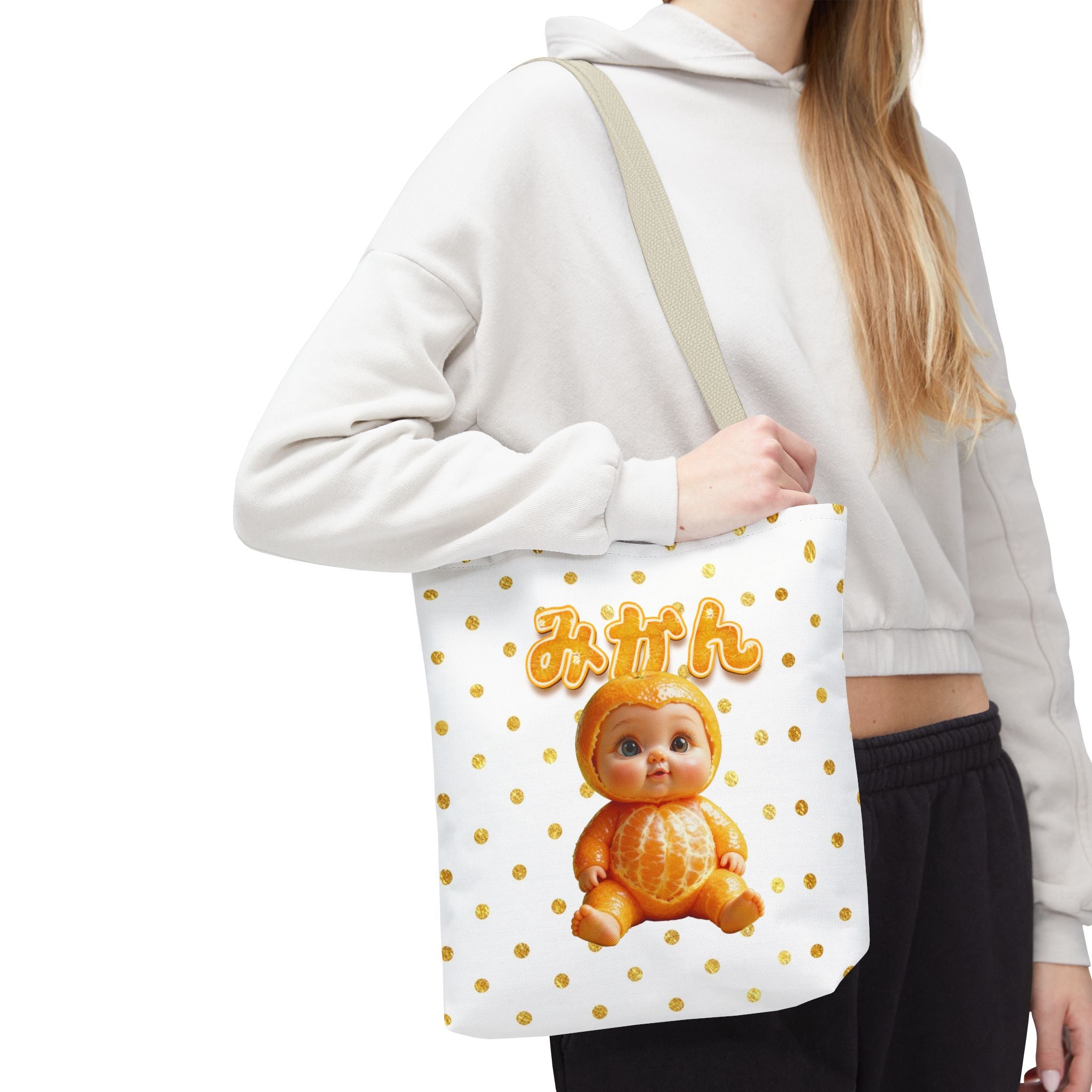 Mikan Baby Kawaii Tote Bag Orange Baby Illustration Tote Bag (AOP)