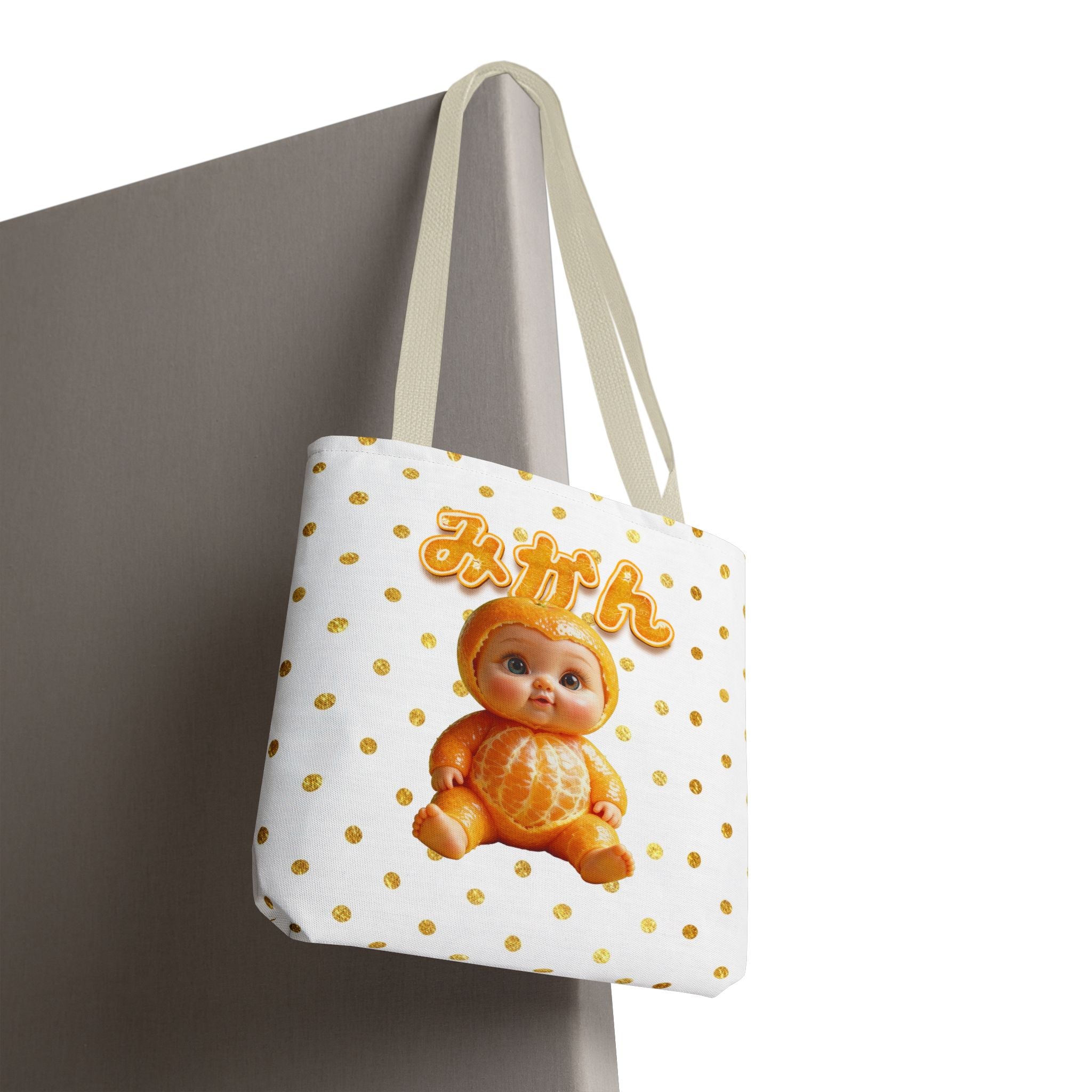 Mikan Baby Kawaii Tote Bag Orange Baby Illustration Tote Bag (AOP)