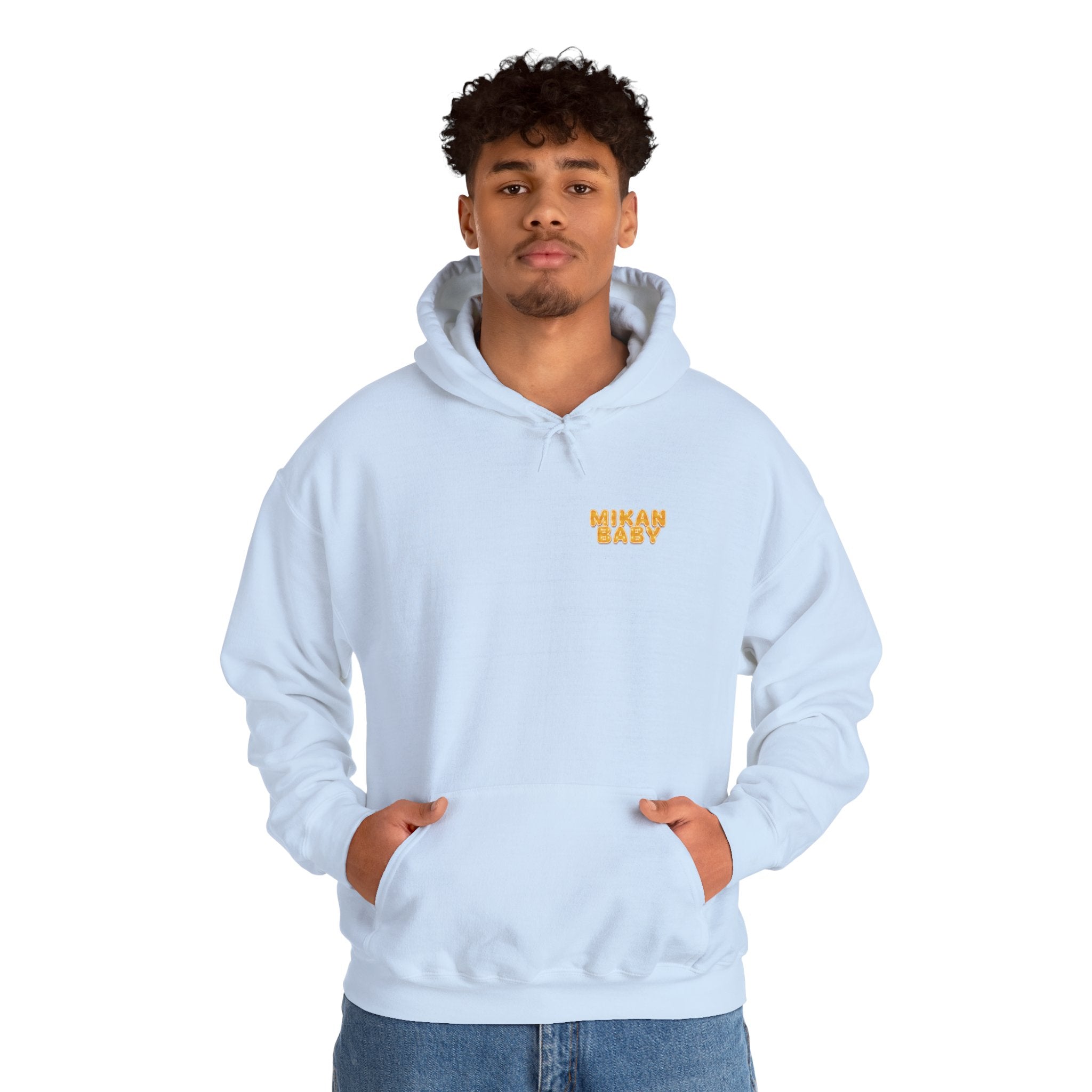 Unisex Hoodie Mikan Baby Cute Orange Character Graphic Sweatshirt Back Print | Unisex Heavy Blend™ Hooded Sweatshirt