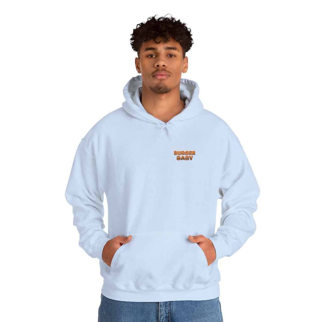 Burger Baby Hoodie Cute Food Character Back Print (YouTube Store Edition) | Unisex Heavy Blend™ Hooded Sweatshirt