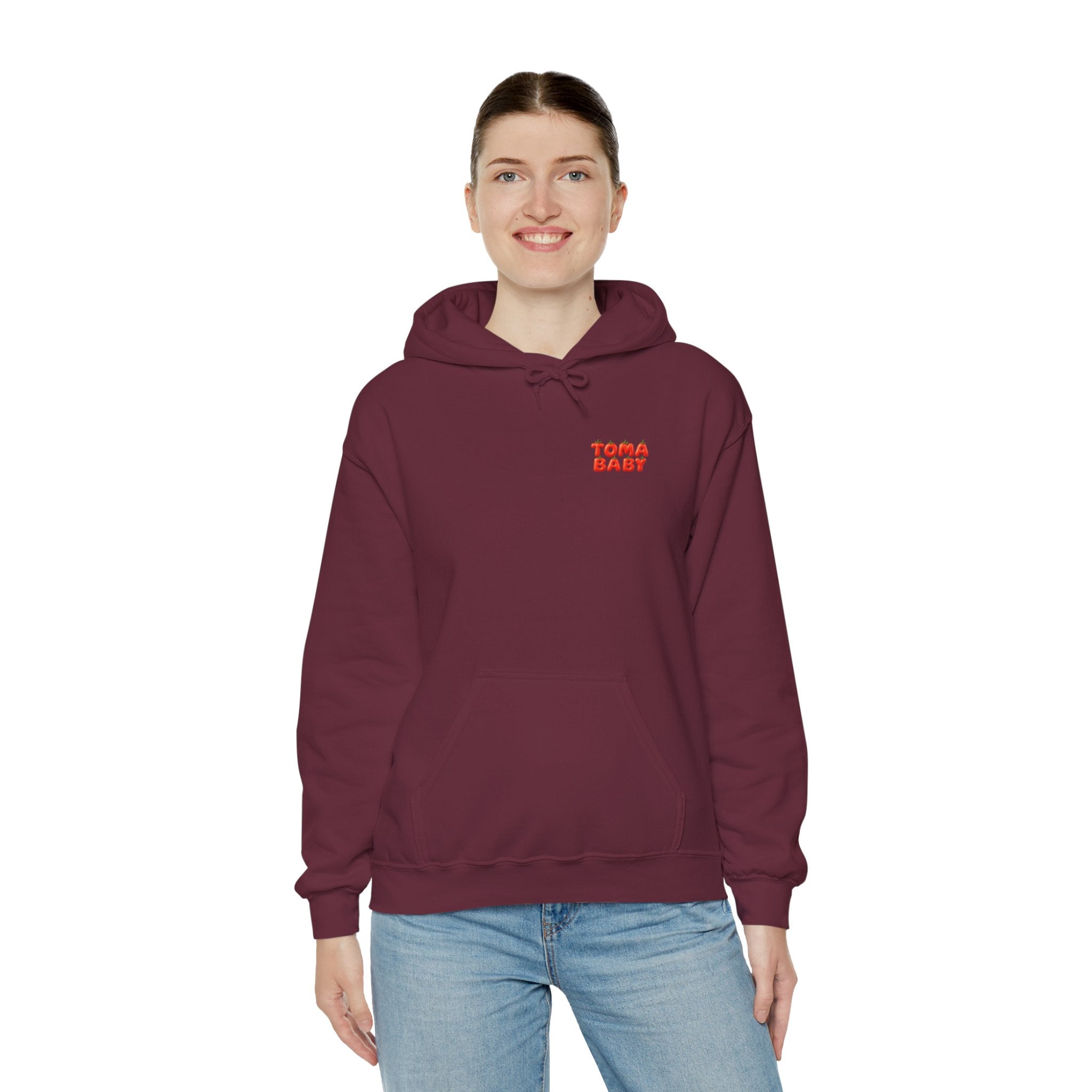 Tomato Baby Hoodie Back Print (YouTube Store Edition) | Unisex Heavy Blend™ Hooded Sweatshirt
