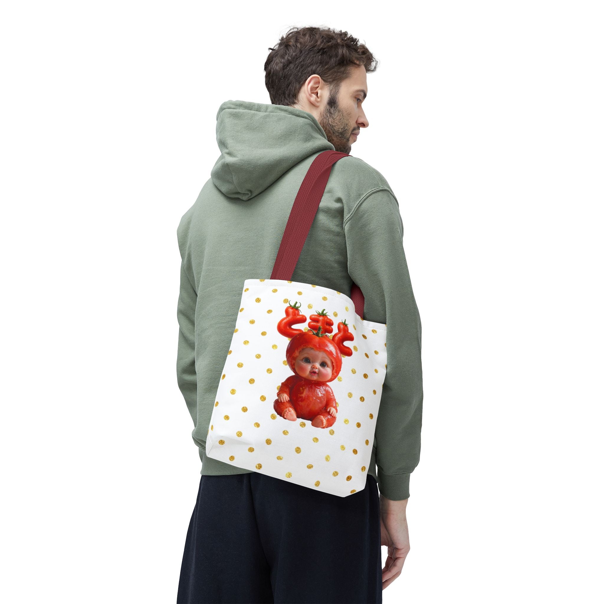 Tomato Baby Tote Bag Cute Food Character Gold Dot Bag | Tote Bag (AOP)