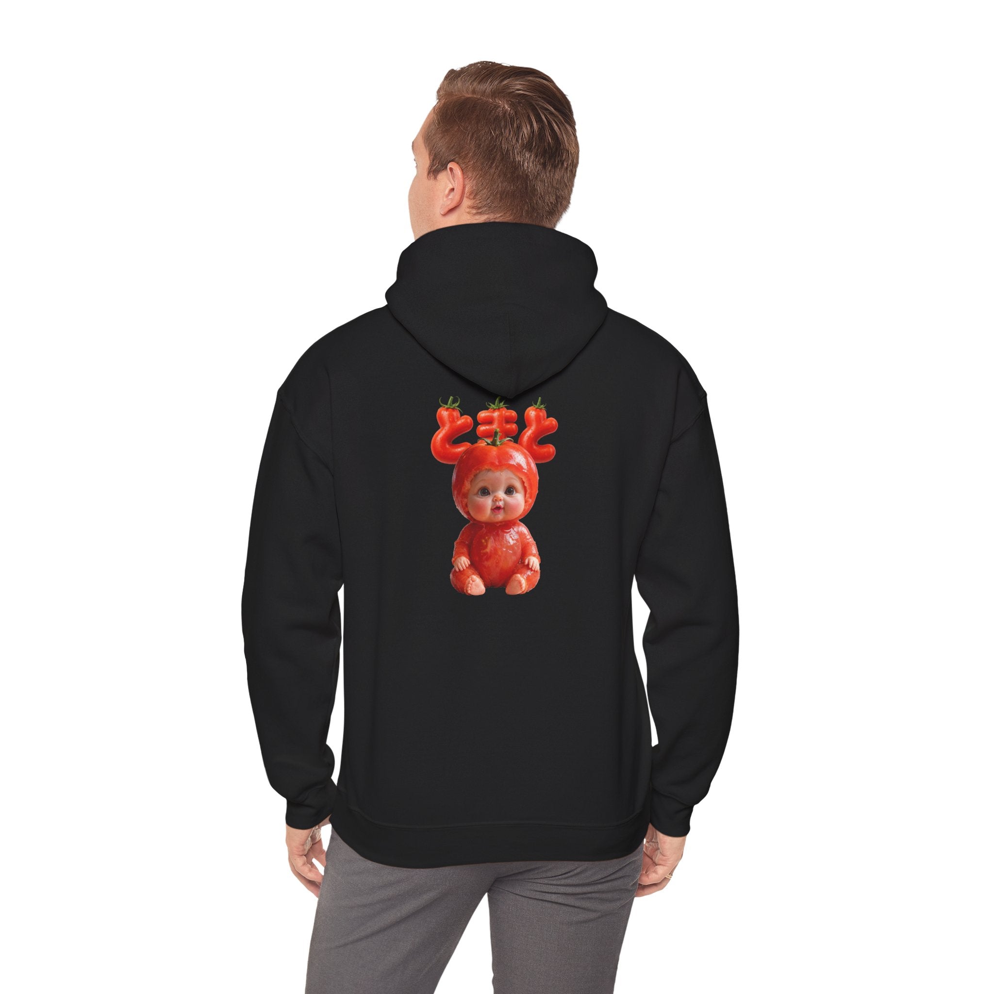Tomato Baby Hoodie Cute Food Character Back Print | Unisex Heavy Blend™ Hooded Sweatshirt
