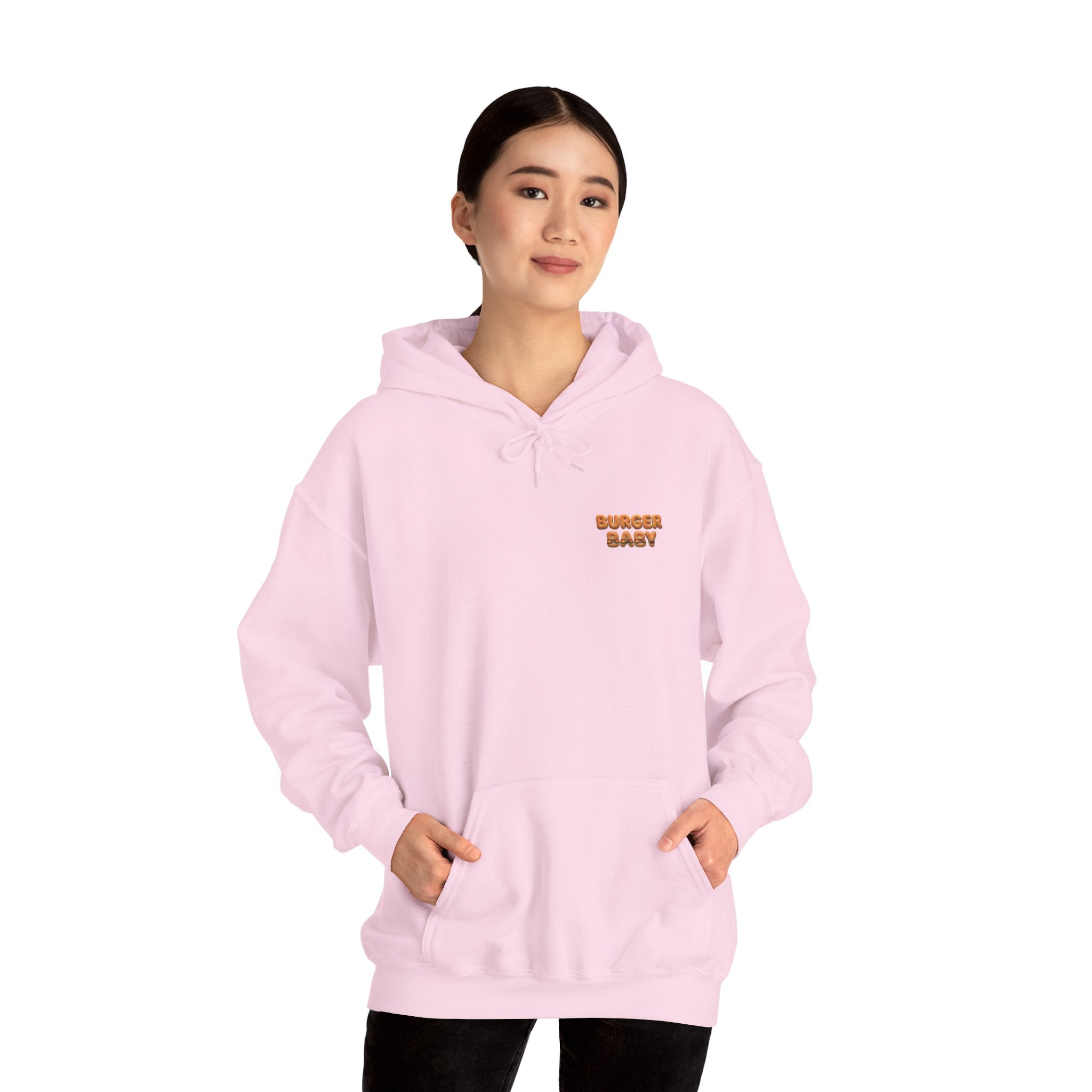 Burger Baby Hoodie Cute Food Character Back Print (YouTube Store Edition) | Unisex Heavy Blend™ Hooded Sweatshirt