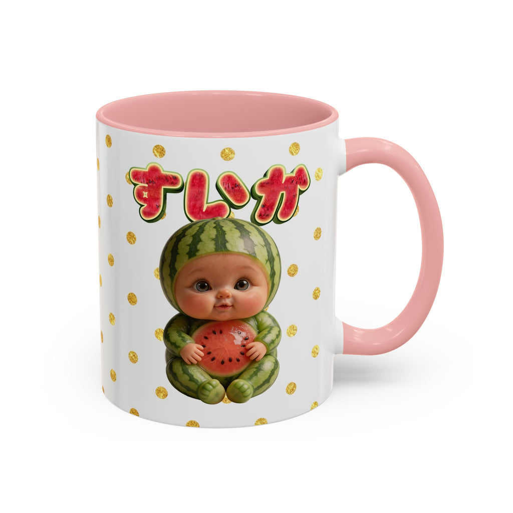 Watermelon Baby Mug Cute Japanese Kawaii Character Coffee Cup | Accent Coffee Mug (11, 15oz)