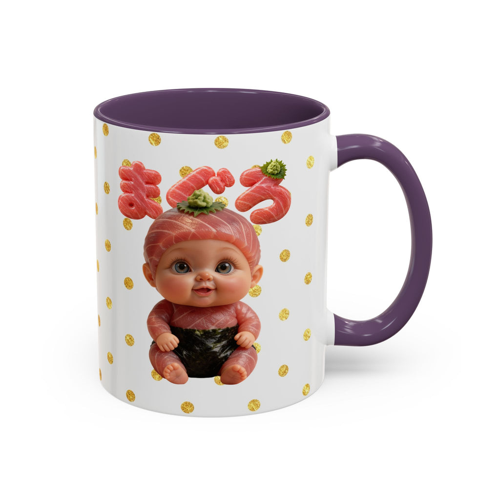 Tuna Baby Mug Maguro Sushi Character Japanese Text | Accent Coffee Mug (11, 15oz)