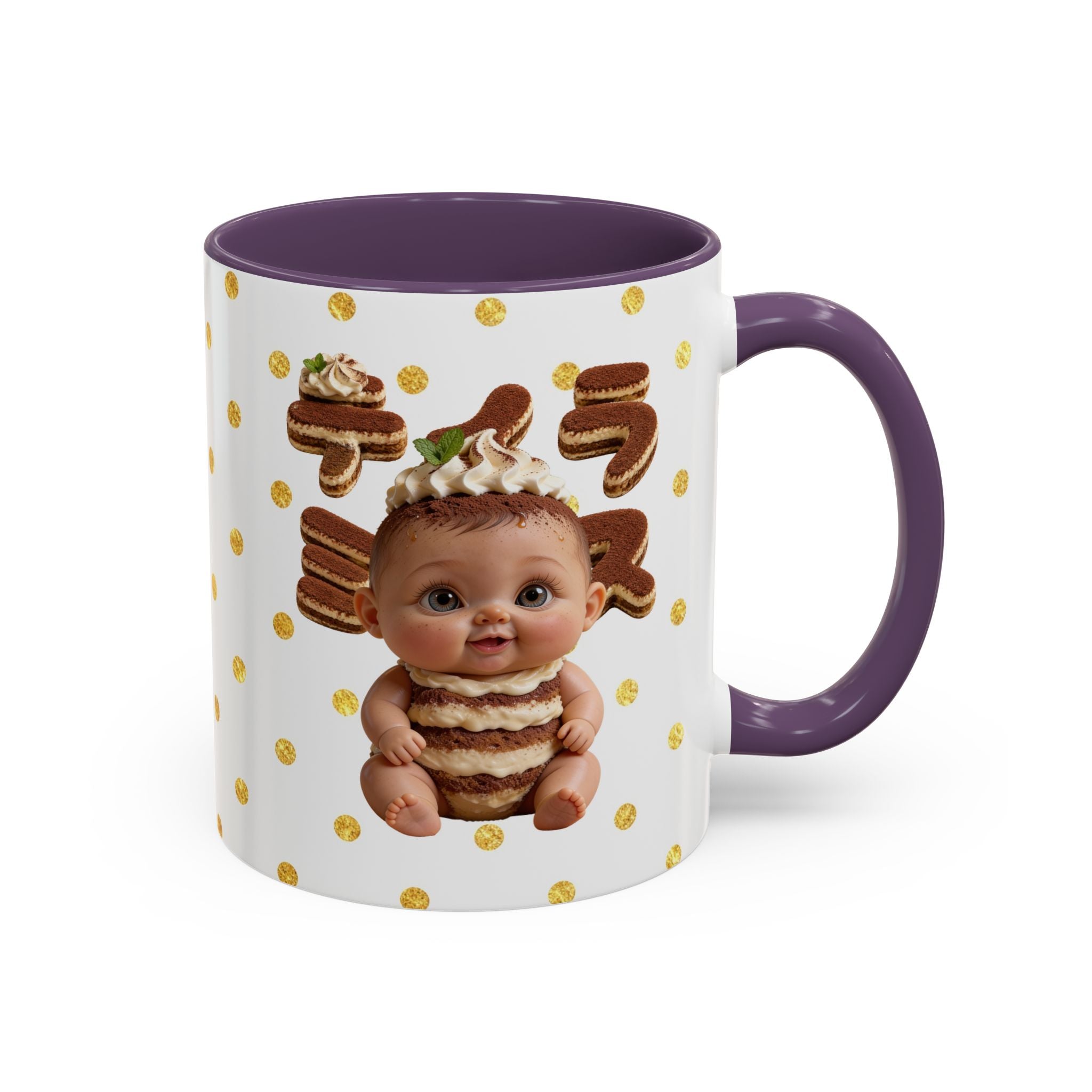 TiraBaby Red Accent Mug Tiramisu Dessert Character Japanese Text | Accent Coffee Mug (11, 15oz)
