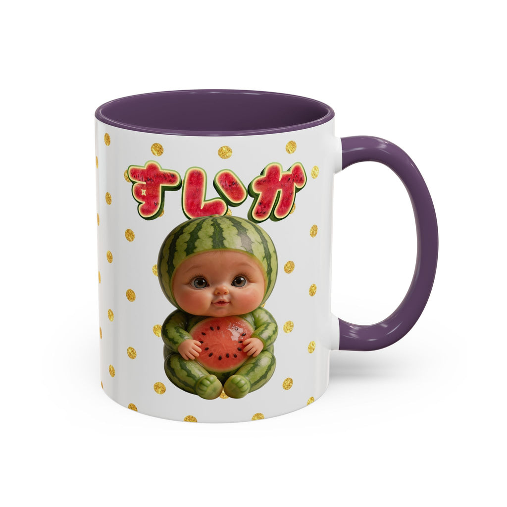 Watermelon Baby Mug Cute Japanese Kawaii Character Coffee Cup | Accent Coffee Mug (11, 15oz)