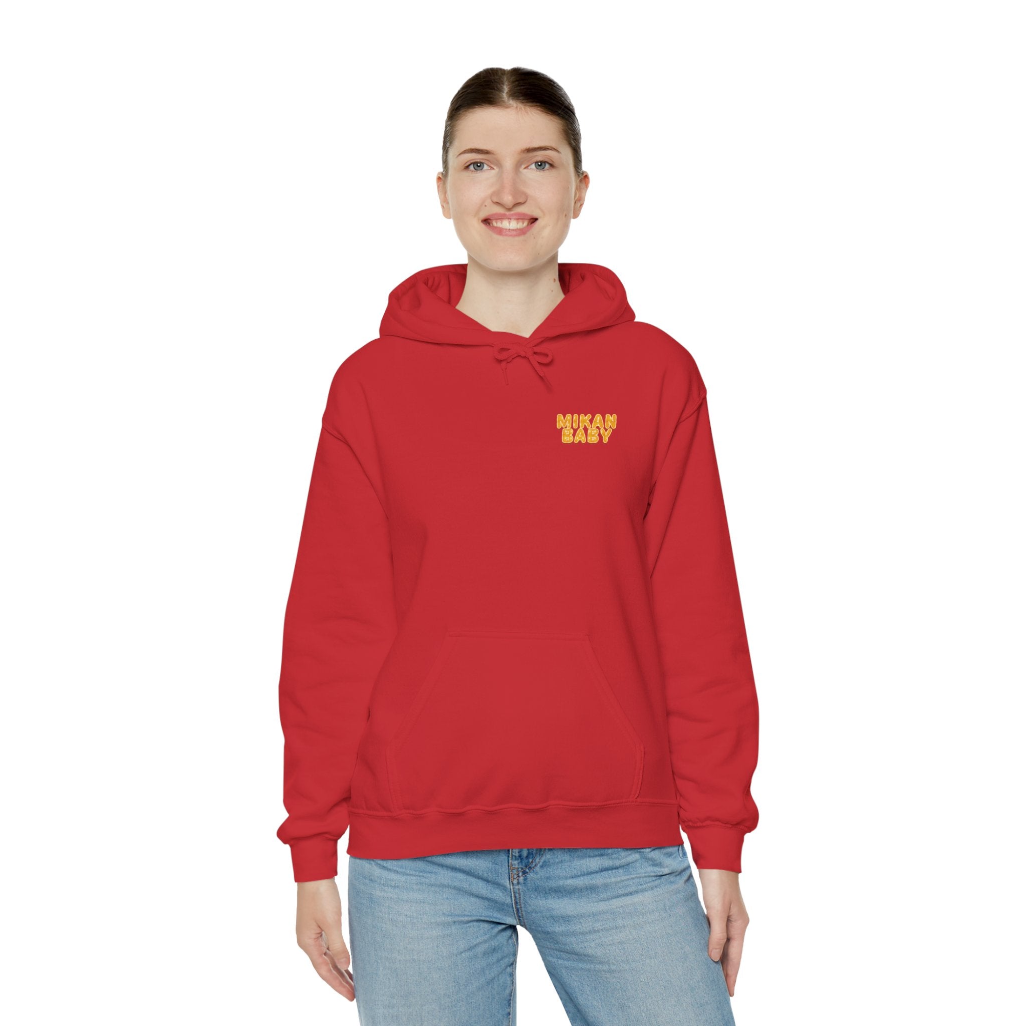 Unisex Hoodie Mikan Baby Cute Orange Character Graphic Sweatshirt (YouTube Store Edition) | Unisex Heavy Blend™ Hooded Sweatshirt