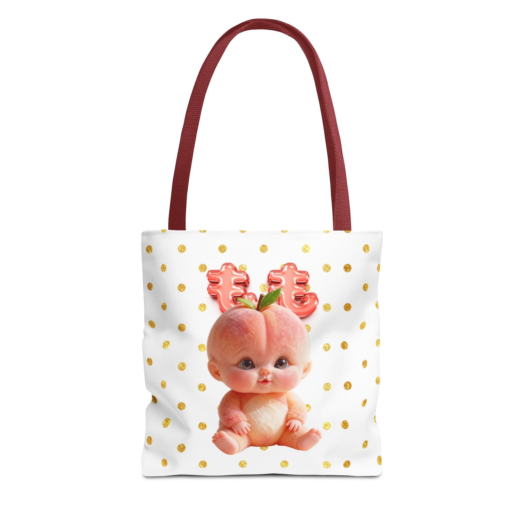 Cute Peach Baby Tote Bag Kawaii Baby Character Illustration Tote Bag (AOP)