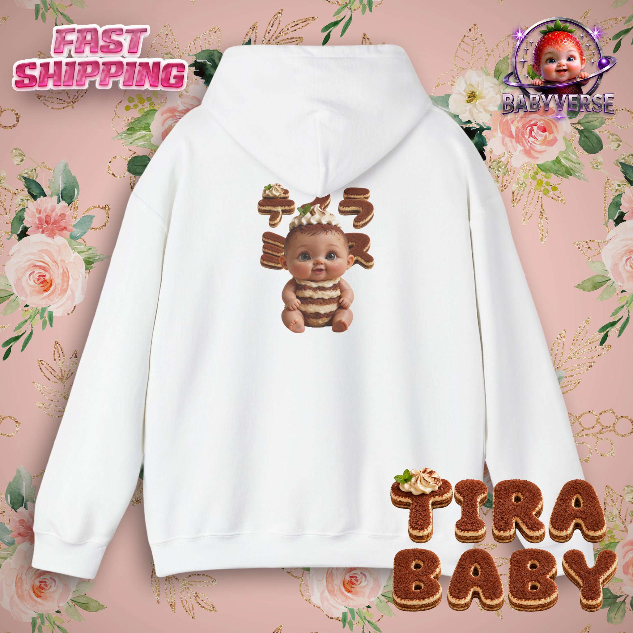 TiraBaby Graphic Hoodie Tiramisu Dessert Character (YouTube Store Edition) | Unisex Heavy Blend™ Hooded Sweatshirt
