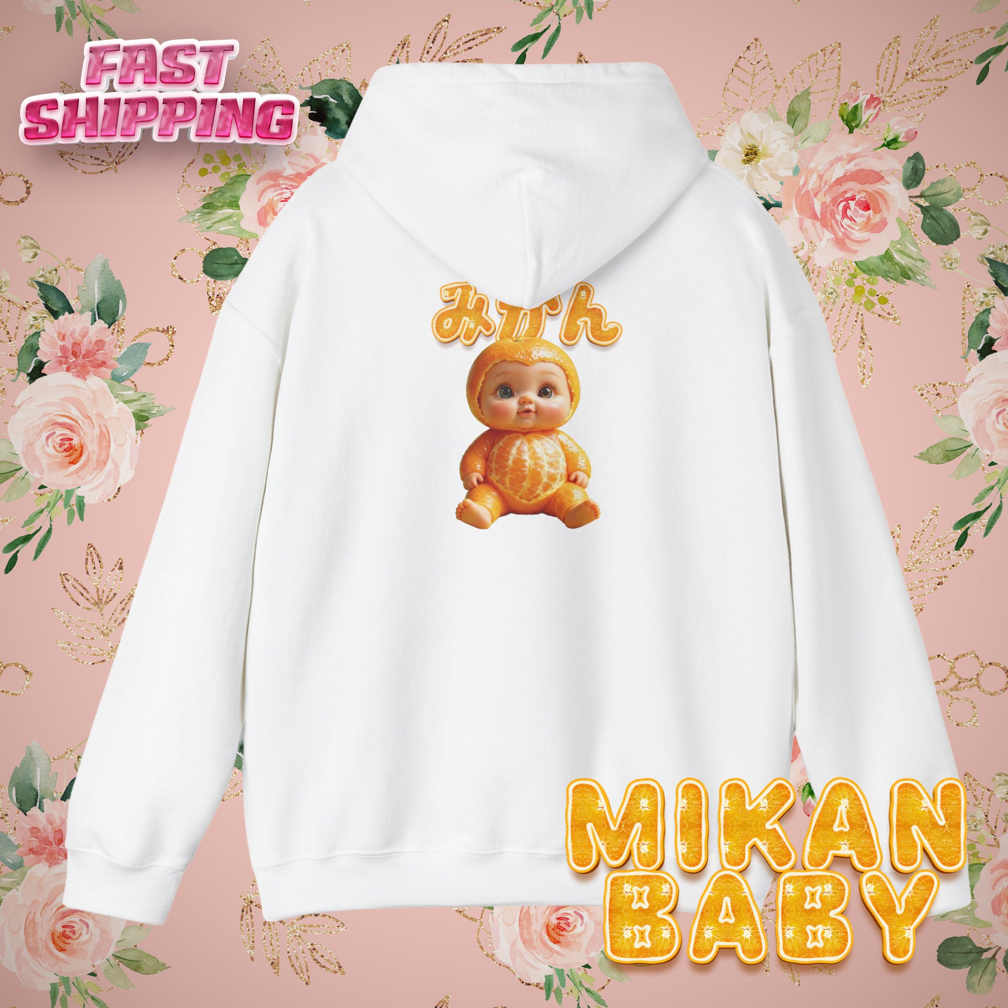 Unisex Hoodie Mikan Baby Cute Orange Character Graphic Sweatshirt (YouTube Store Edition) | Unisex Heavy Blend™ Hooded Sweatshirt