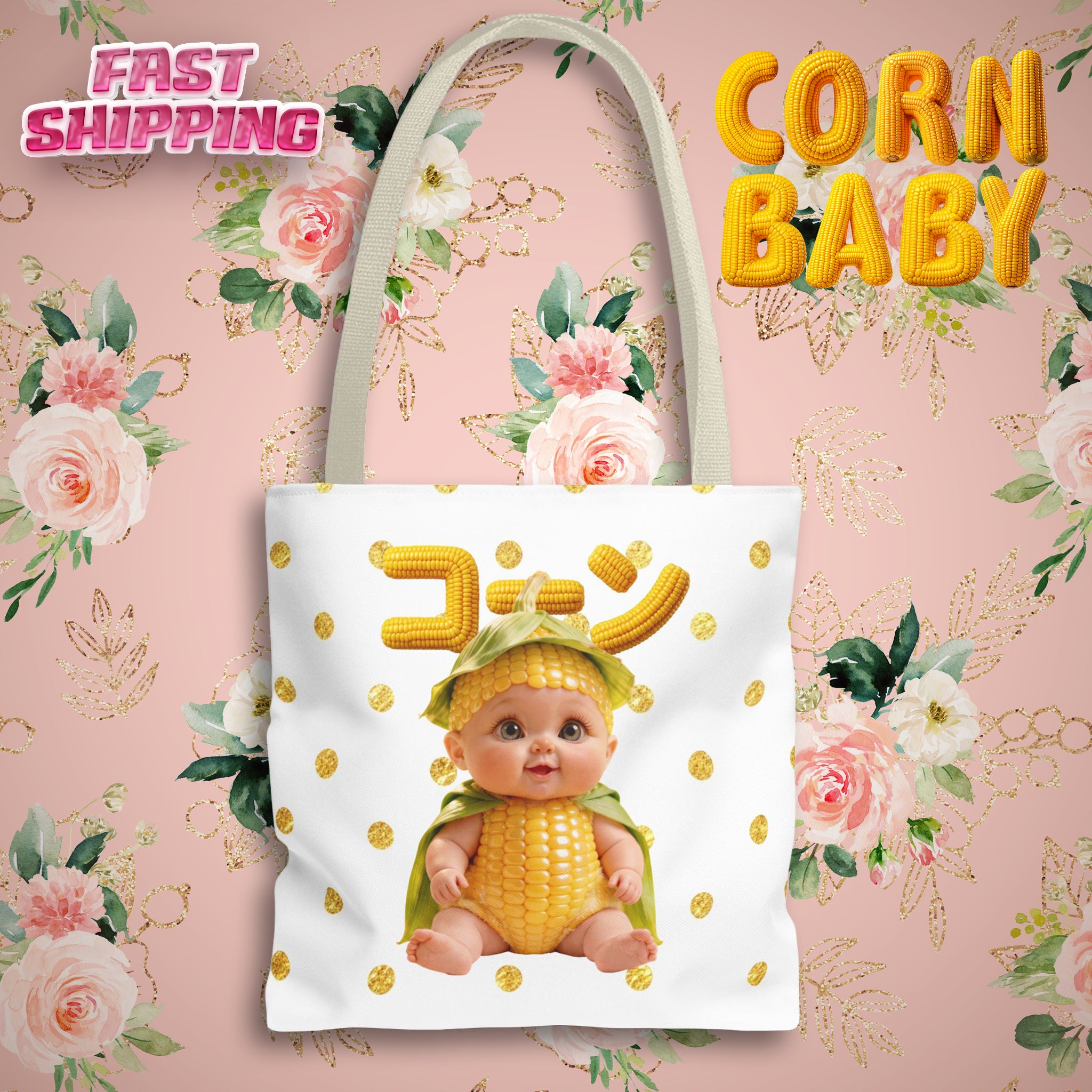 Corn Baby Tote Bag Cute Food Character Canvas Bag (YouTube Store Edition) | Tote Bag (AOP)