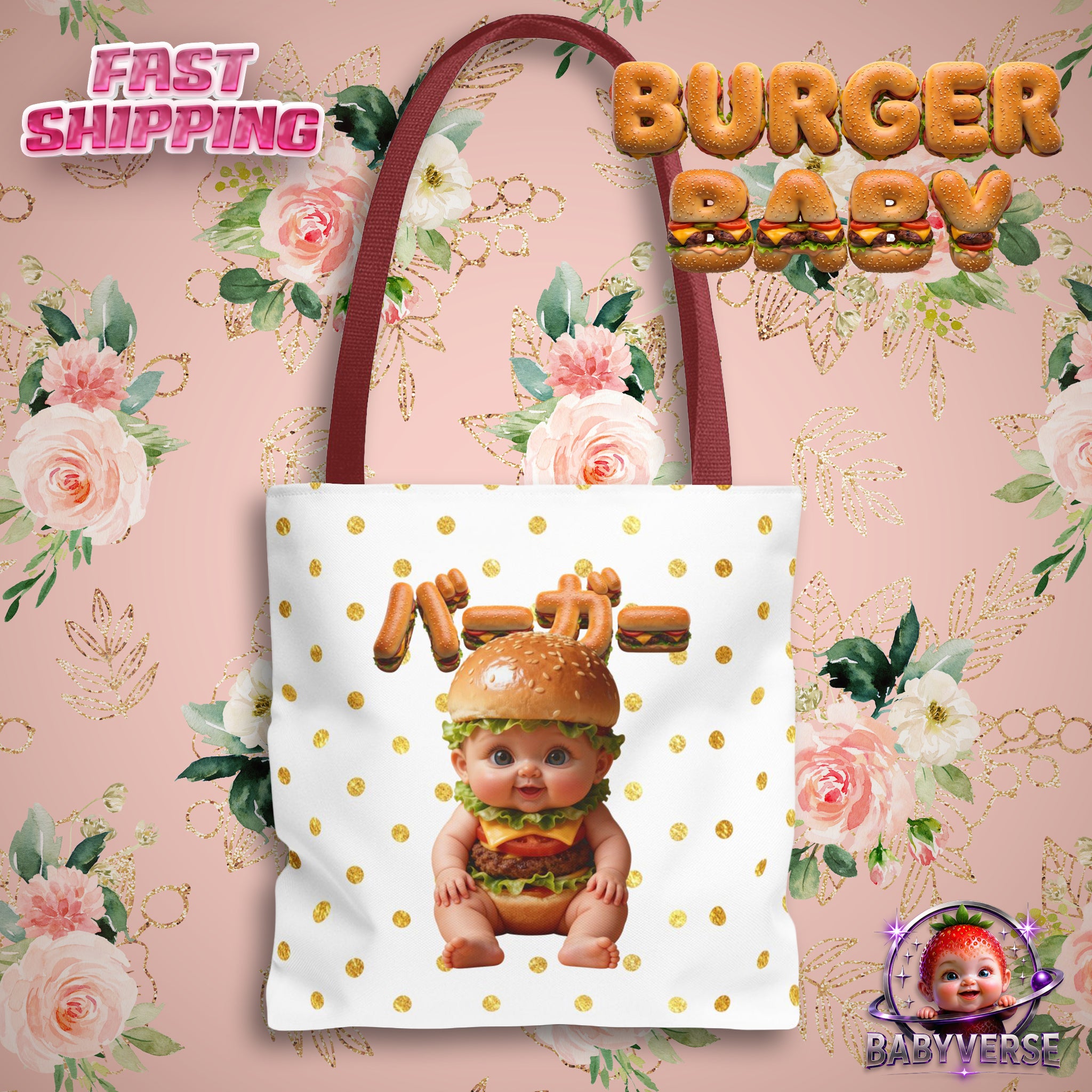 Burger Baby Tote Bag Cute Food Character (YouTube Store Edition) | Tote Bag (AOP)
