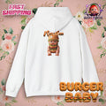 Burger Baby Hoodie Cute Food Character Back Print | Unisex Heavy Blend™ Hooded Sweatshirt