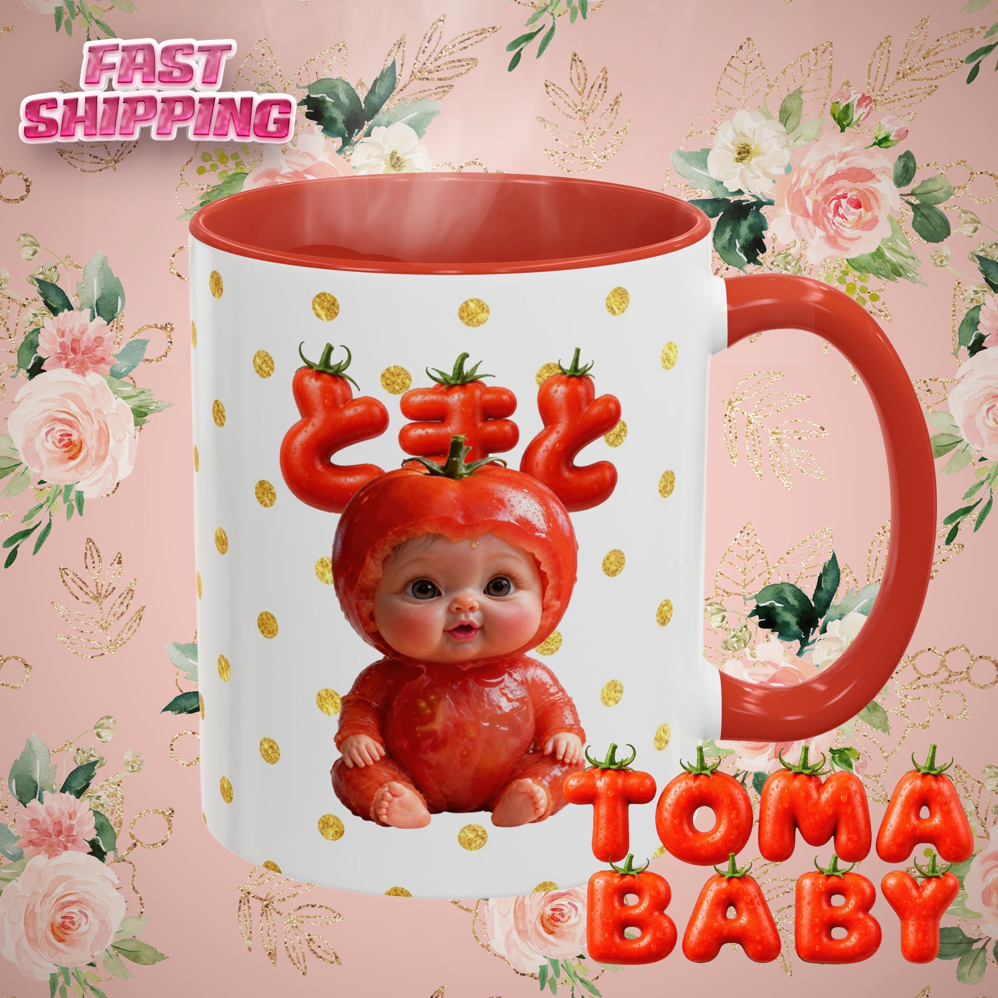 Tomato Baby Mug Cute Food Character (YouTube Store Edition) | Accent Coffee Mug (11oz)