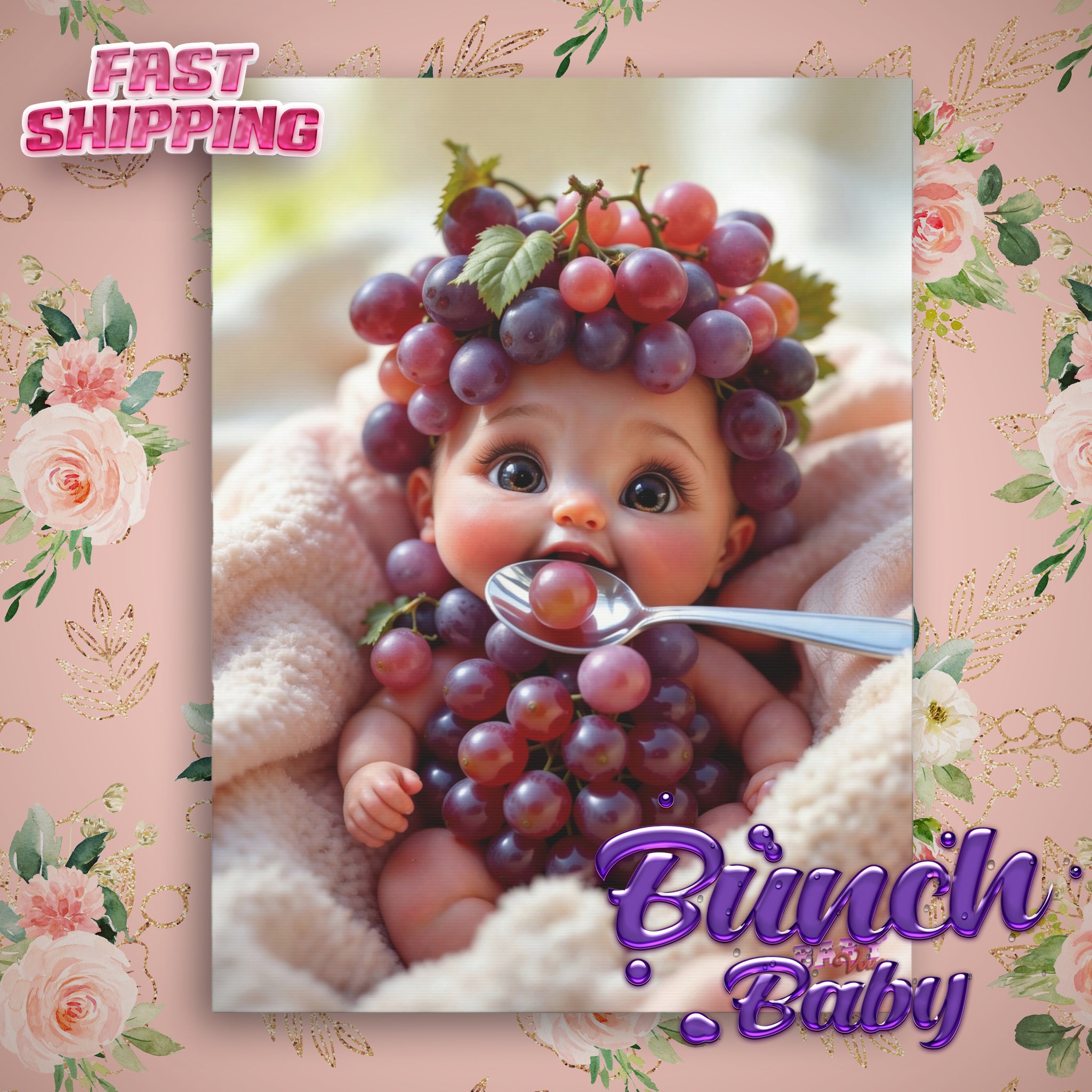 Matte Canvas Wall Art BunchBaby Grape Baby Character (YouTube Store Edition) | Matte Canvas, Stretched, 1.25"