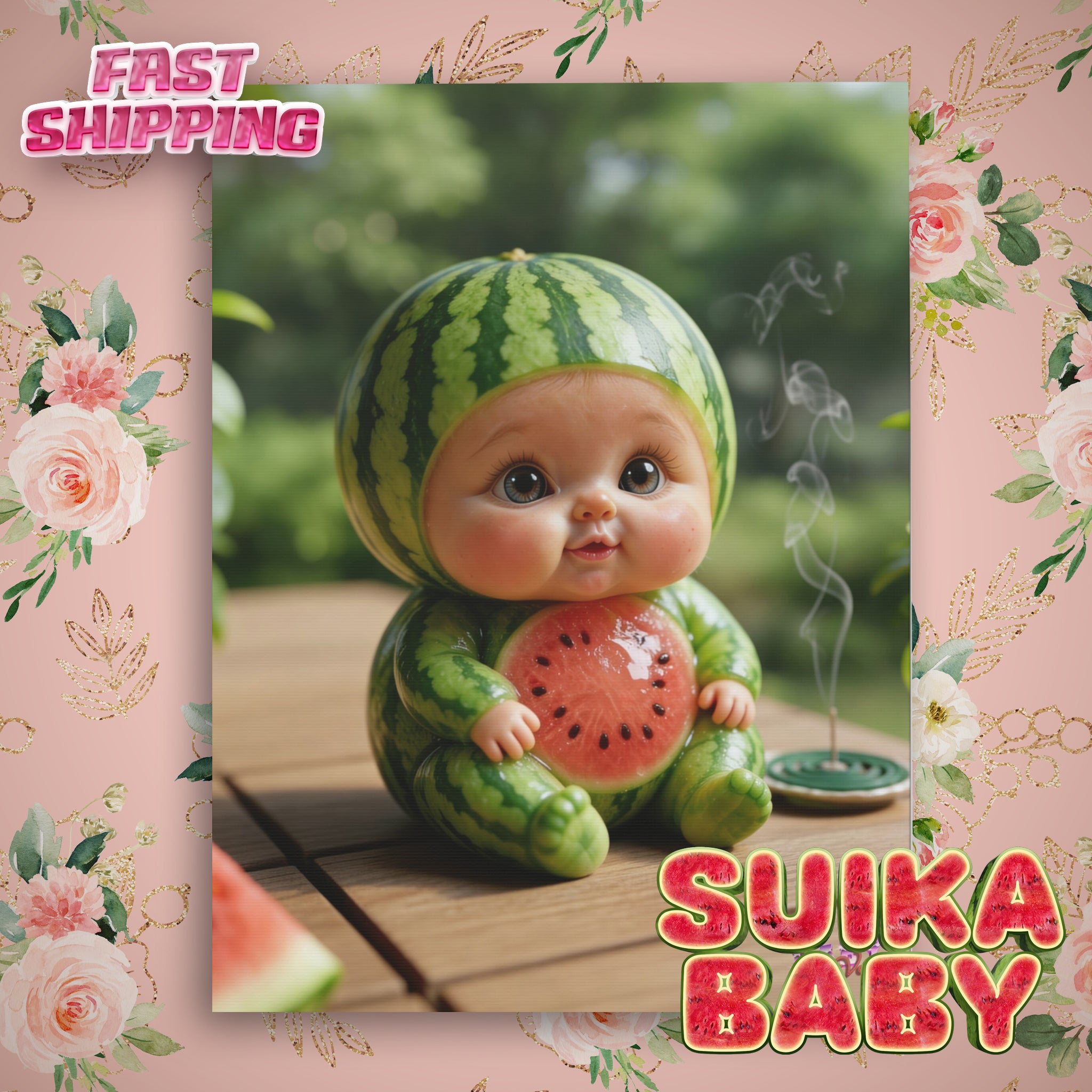 Canvas Wall Art SuikaBaby Cute Watermelon Baby Character Nursery Decor | Matte Canvas, Stretched, 1.25"