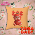 Tomato Baby Throw Pillow Cute Food Character Cushion | Spun Polyester Square Pillow