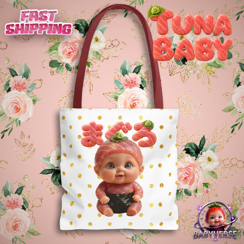 Tote Bag Tuna Baby Maguro Sushi Character Japanese Text | Tote Bag (AOP)