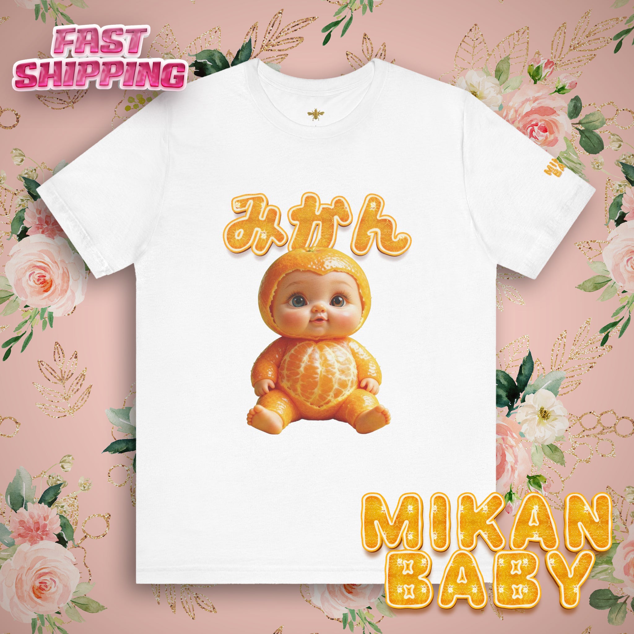 Graphic T Shirt with Cute Mikan Baby Mandarin Orange Illustration Unisex Jersey Short Sleeve Tee
