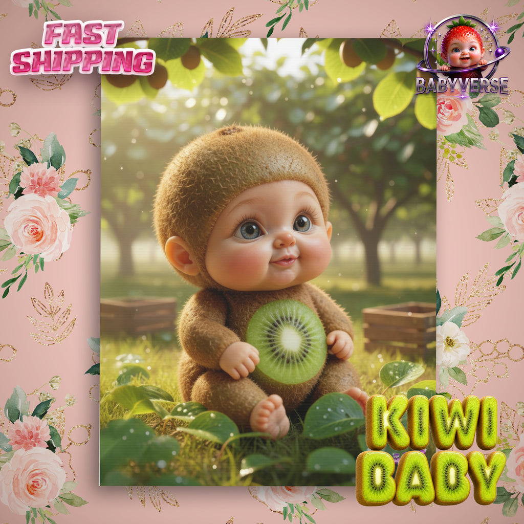 KiwiBaby Canvas Wall Art Cute Orchard Nursery Decor | Matte Canvas, Stretched, 1.25"