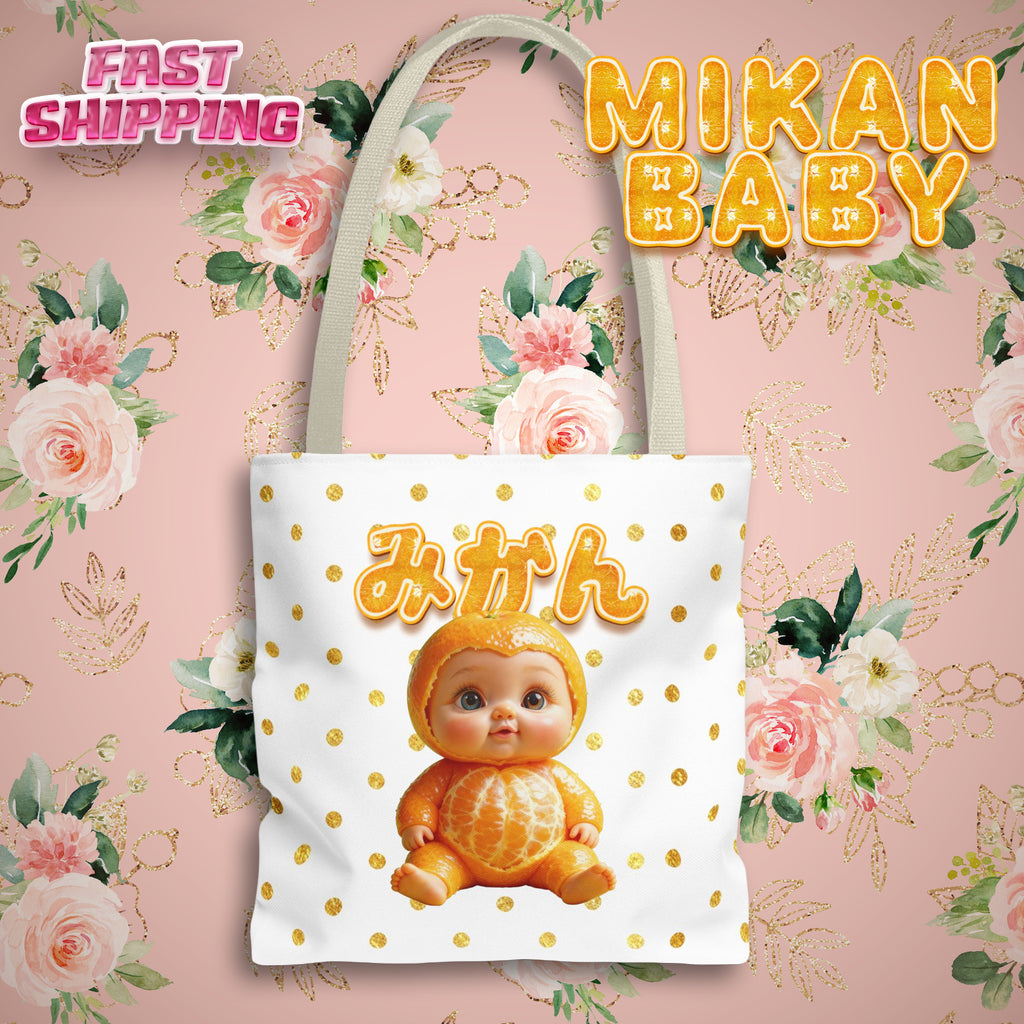 Mikan Baby Kawaii Tote Bag Orange Baby Illustration Tote Bag (AOP)