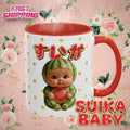 Watermelon Baby Mug Cute Japanese Kawaii Character Coffee Cup | Accent Coffee Mug (11, 15oz)