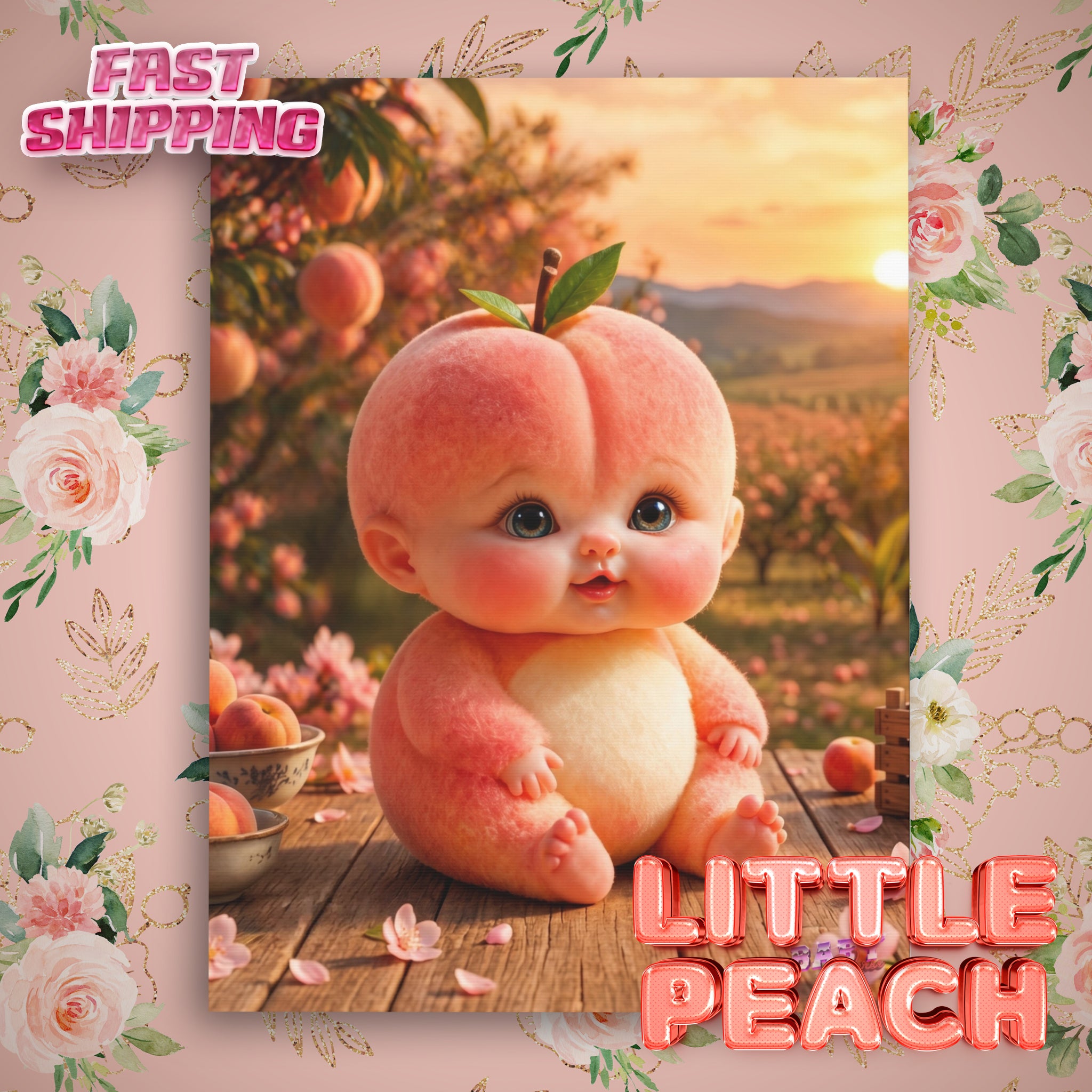 Peach Baby Canvas Wall Art Cute Orchard Fantasy (YouTube Store  Edition) | Matte Canvas, Stretched, 1.25"